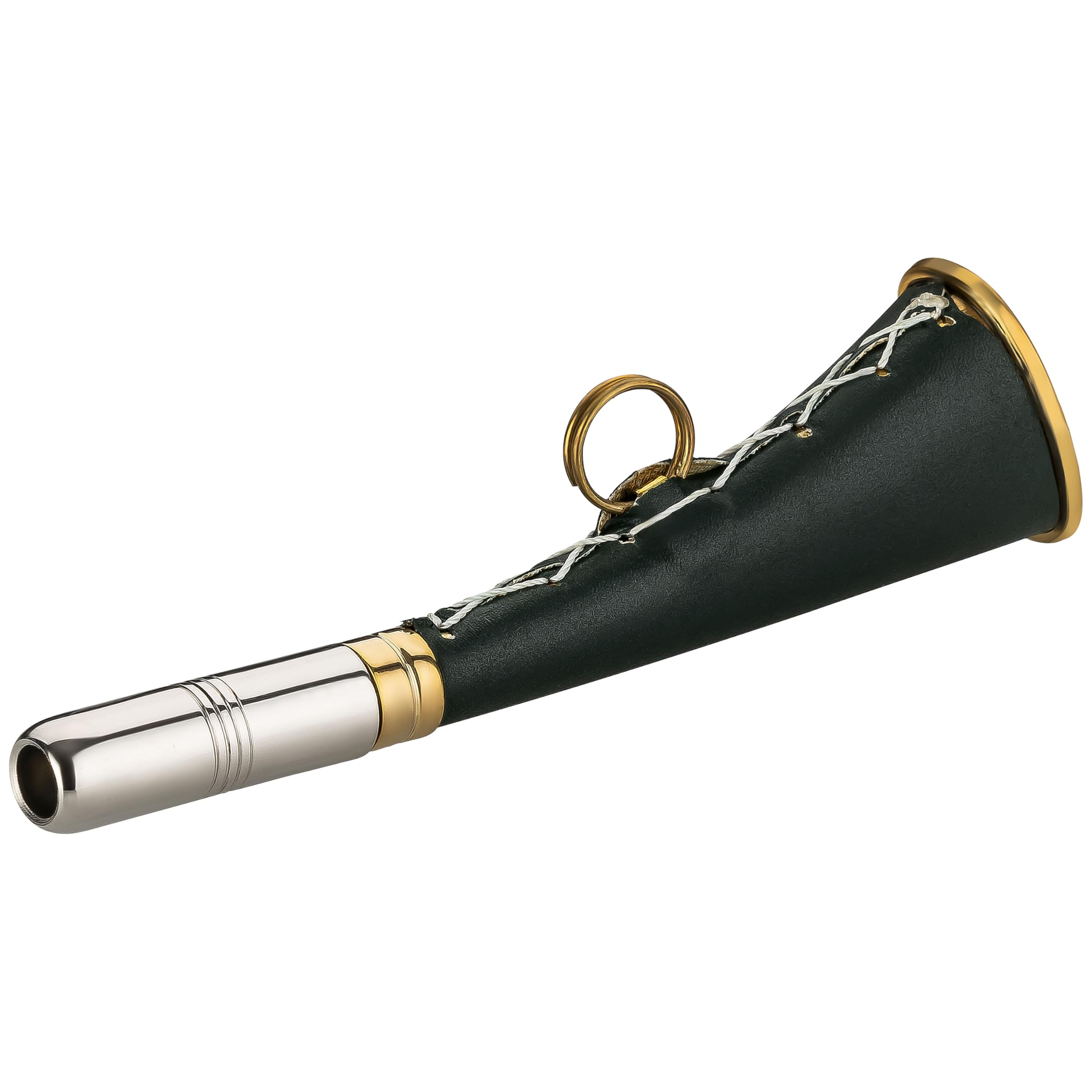 Klaxon de chasse, corne de brume - 16 cm, 21 cm, 25 cm - En laiton - Vert, doré (vert, 16 cm)