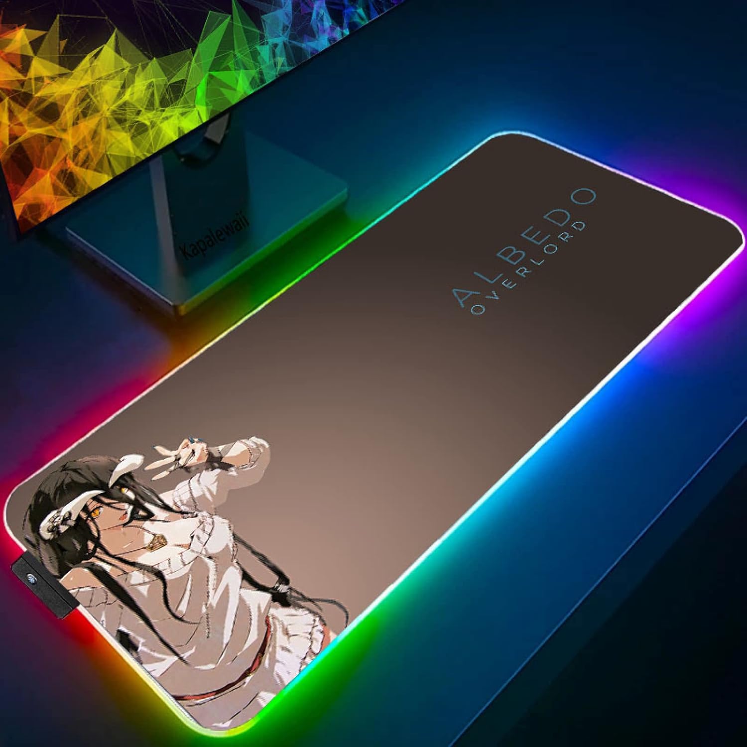 Mouse Pads Anime Overlord RGB Mouse Pad Gaming Non Slip Rubber Base Gaming Mousepad