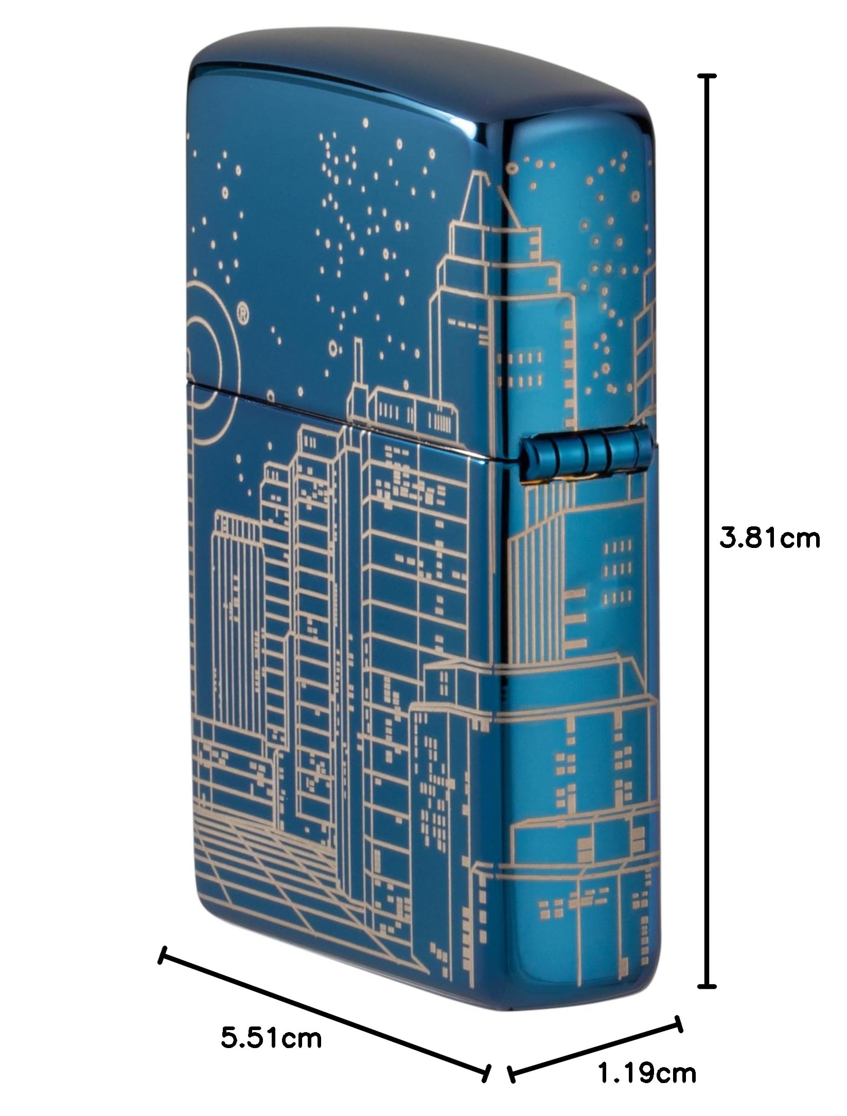 Zippo Sturmfeuerzeug Skyscraper High Polish Blue Laser 360° Nachfüllbar Windfest Made in USA