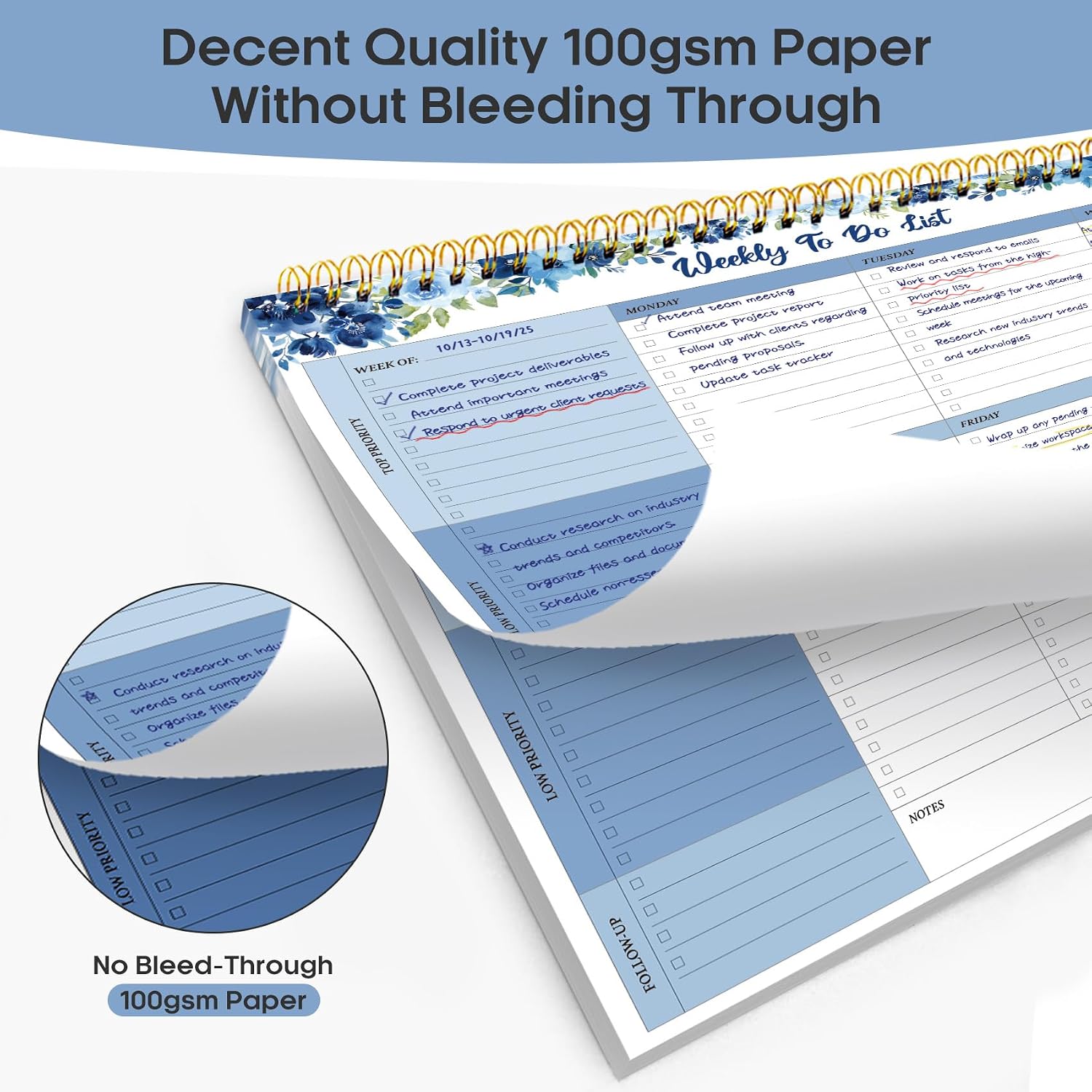 Taja Weekly To Do List Notepad, Undated Weekly Planner Pad, 8.5" x 11" image 4