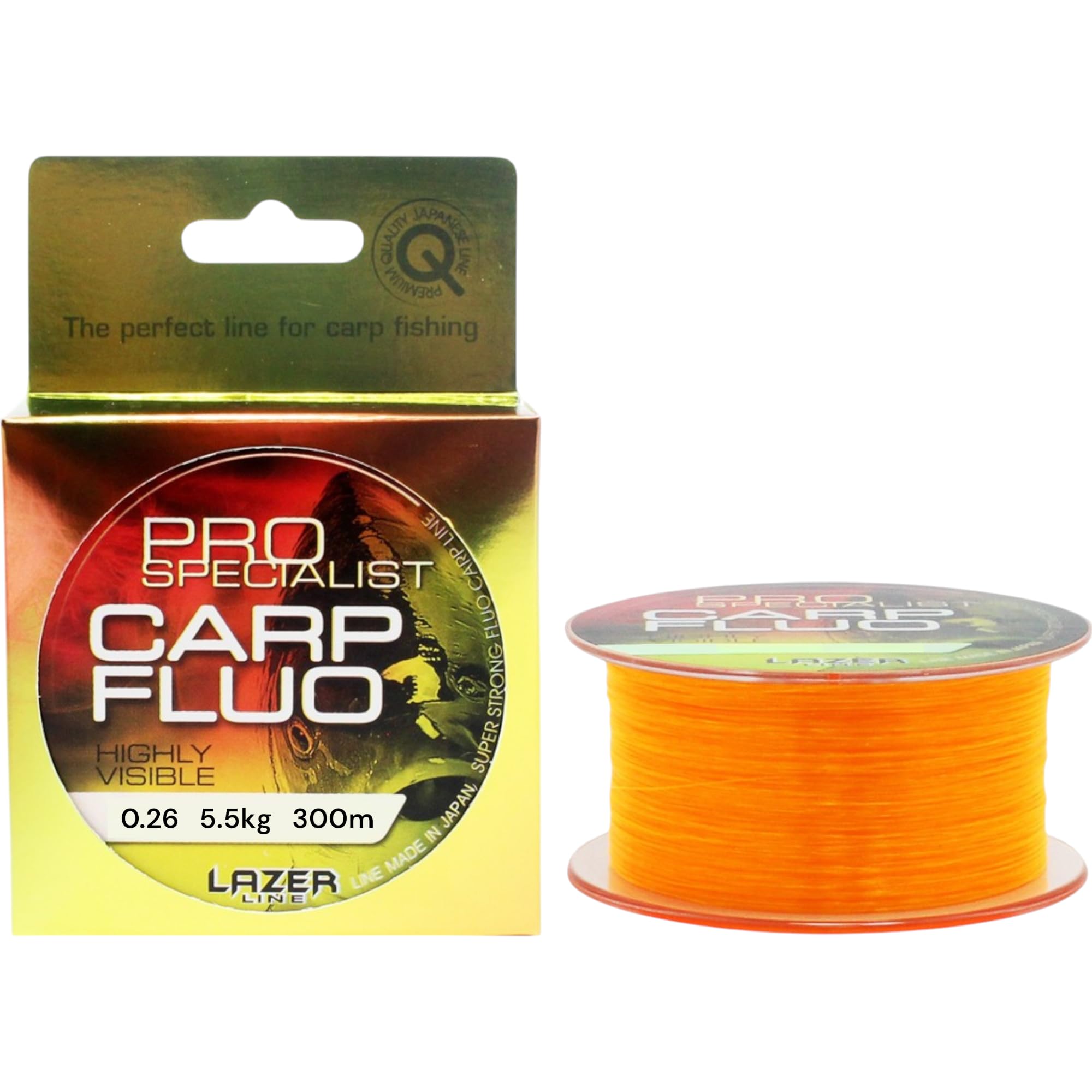 CARP Fluo monofil żyłka wędkarska 300 m średnica 0,26 mm test 5,5 kg - fluorescencyjny pomarańczowy sznur - Method Feeder wędkarstwo karpiowe - wędkarstwo podstawowe - żyłka wędkarska