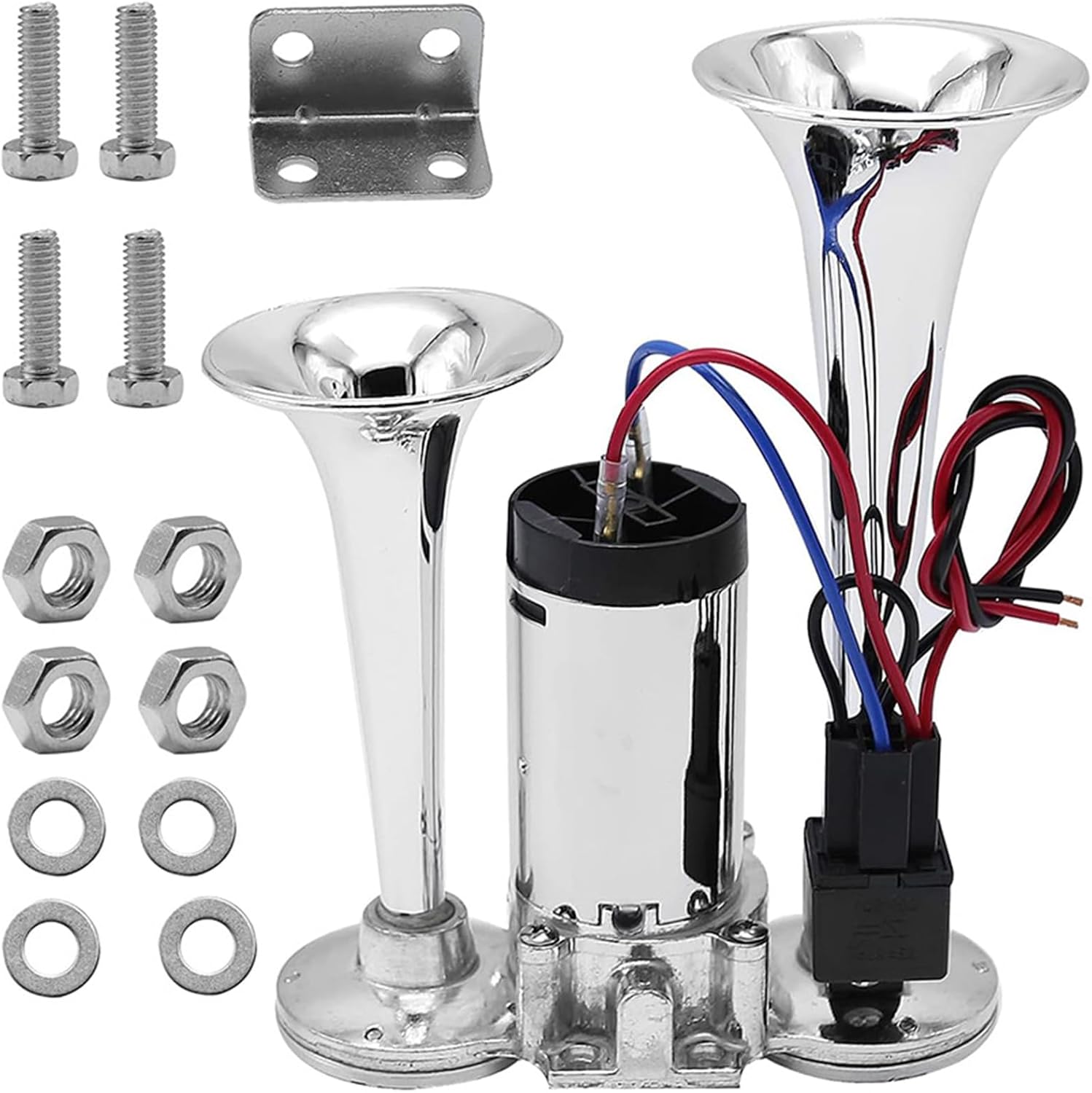 Air Horn for Truck, Car Air Horns, 150DB Super Loud Dual Electric Train Horns Kit with Compressor for Any 12V Vehicles Trucks Motorcycle Pickup Trains Cars Boats (Black)