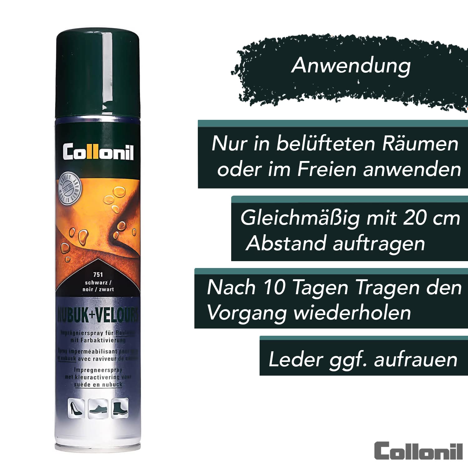 Spray impregnacyjny do zamszu z aktywacją koloru Collonil Nubuk + Velours 200 ml (czarny) (200 ml, czarny)