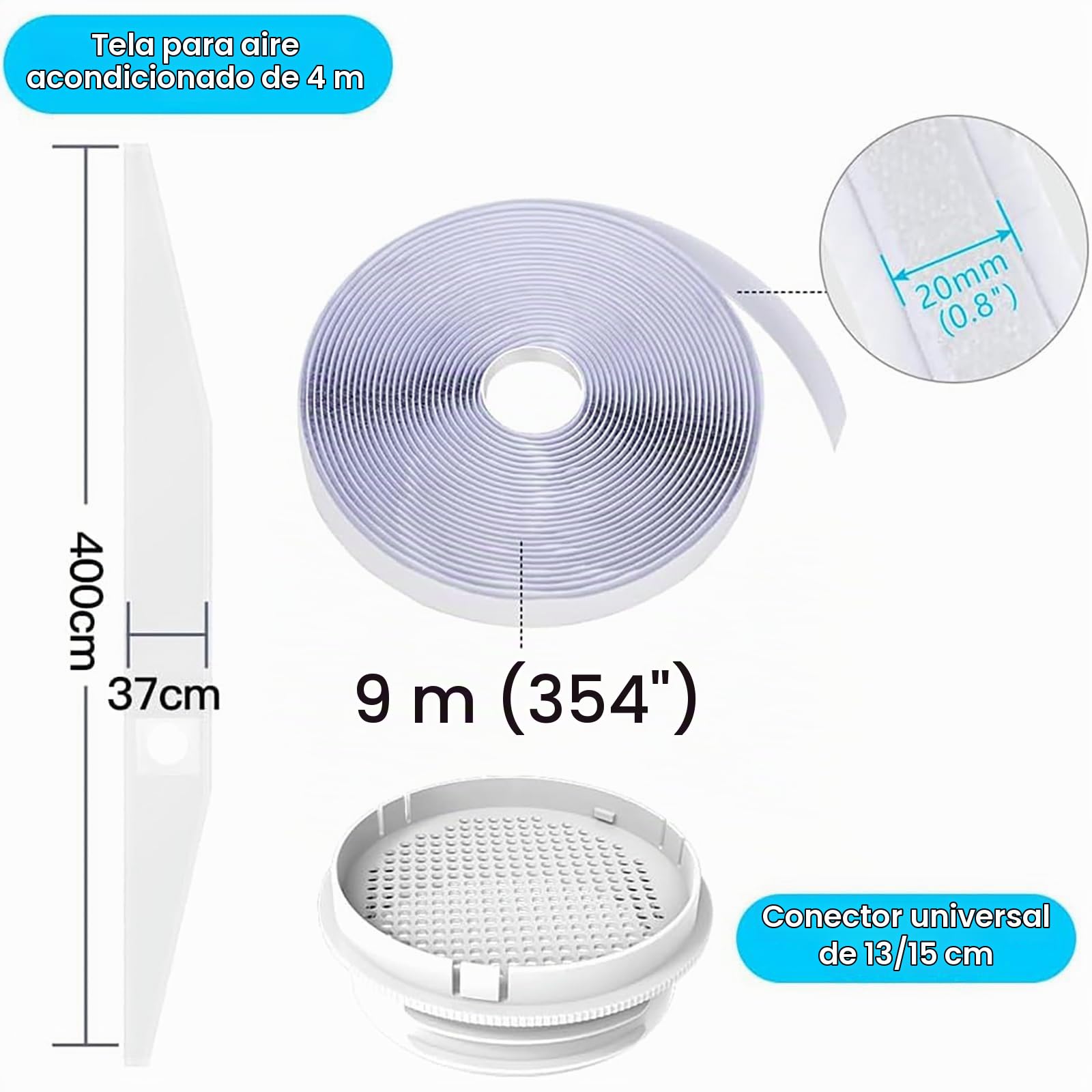 Kit sello de ventana para aire acondicionado 400CM, kit ventana aire acondicionado portátil, adecuado para unidad de aire acondicionado portátil, bloqueo de aire caliente. (Sin cremallera)