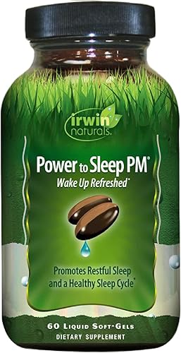 Irwin Naturals Power to Sleep PM - 60 geles blandos líquidos - con melatonina, GABA, Ashwagandha, raíz de valeriana y L-teanina - 30 porciones