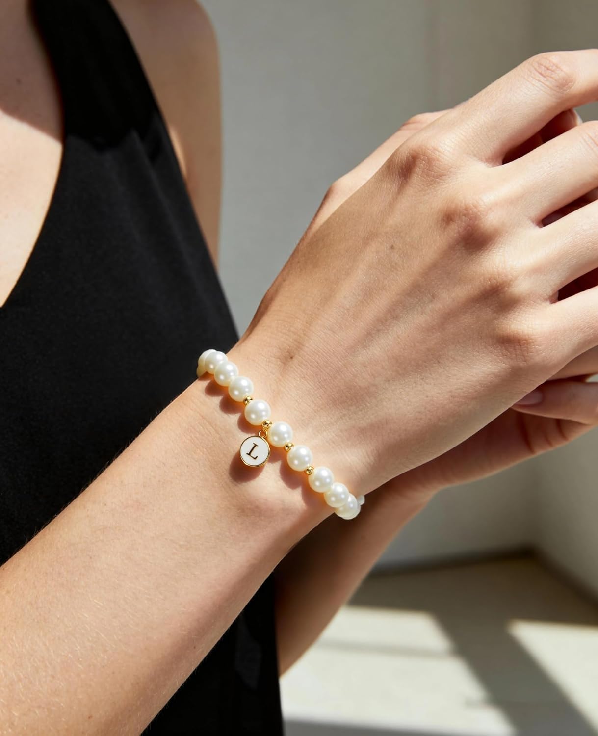 Pearl Initial Bracelet for Women Trendy Charm Letter A-Z Dainty Gold Letter Pearl Beaded Bracelet Bridesmaid Proposal Wedding Bride Party Bridal Birthday Jewelry - Image 5