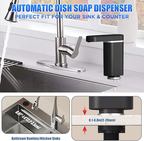 Miniatura 2 de Dispensador de jabón para platos para fregadero de cocina, fregadero de encimera dispensador integrado sin contacto, sistema de dispensación de