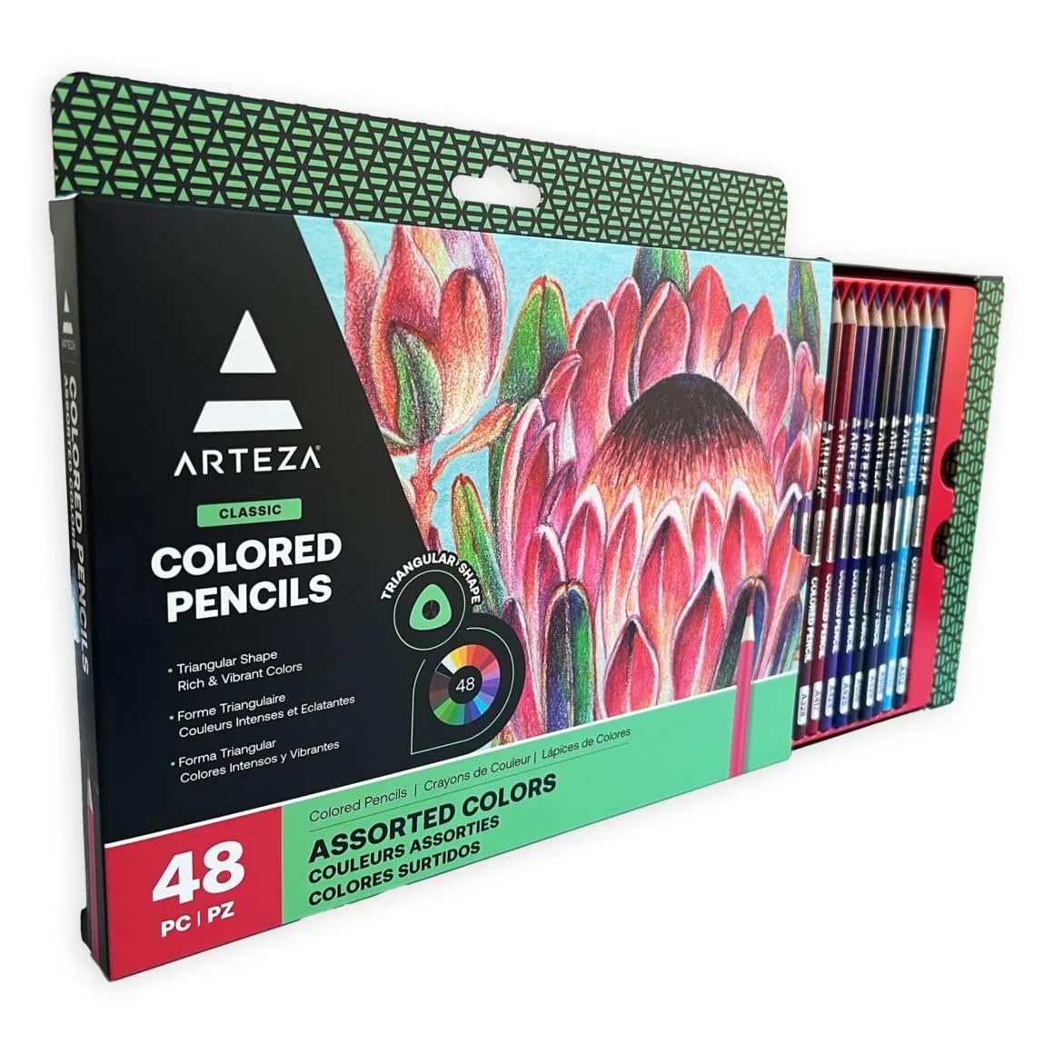 ARTEZA Colored Pencils for Adult Coloring, 48 Colors, Soft Drawing Pencils, Highly-Pigmented, Wax-Based Core, Professional Art Supplies for Artists, Pencil Set for Adults and Teens
