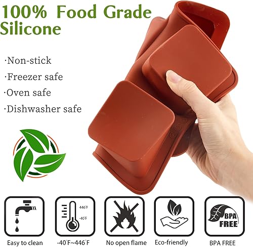 Miniatura 3 de JOERSH Moldes cuadrados de silicona para tartas  Moldes de chocolate de 2.6 x 2.6 x 1.1 pulgadas para S'mores, malvaviscos, brownies, galletas