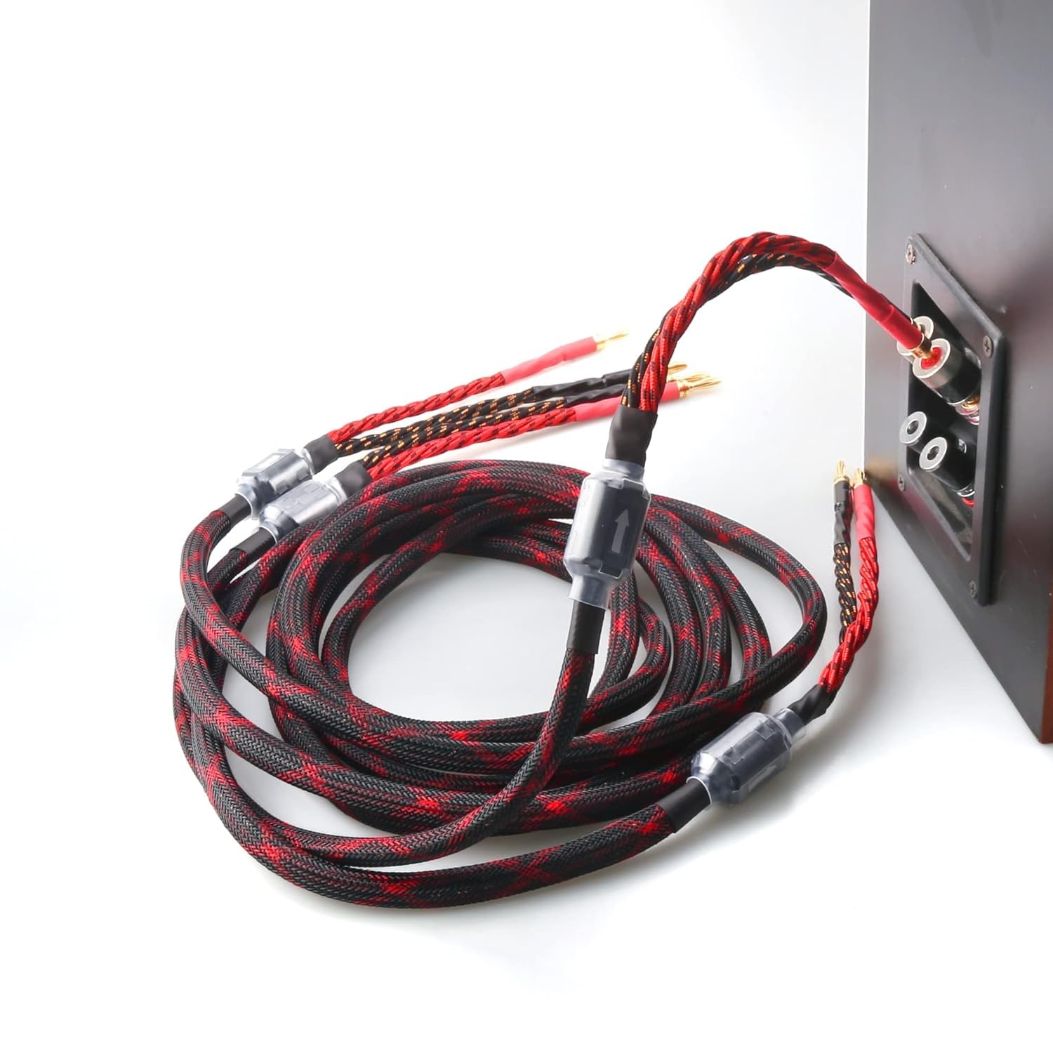 Lot de 2 câbles de haut-parleur HiFi OFC tressés avec fiches banane vers fiche banane pour haut-parleur, home cinéma, concerts, KTV 4 m