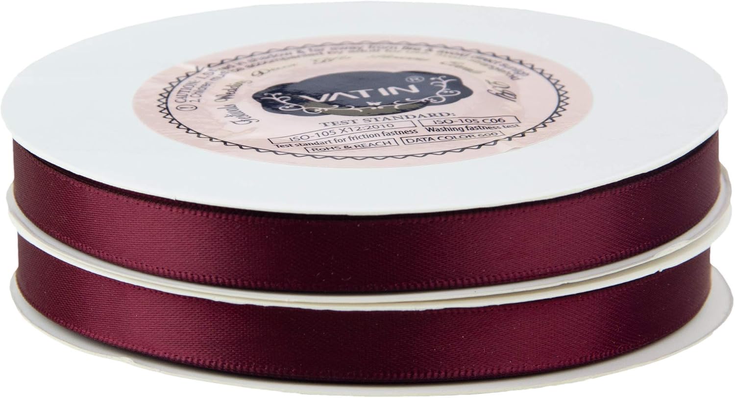 VATIN 10mm Double Faced Wine Polyester Satin Ribbon - Image 3