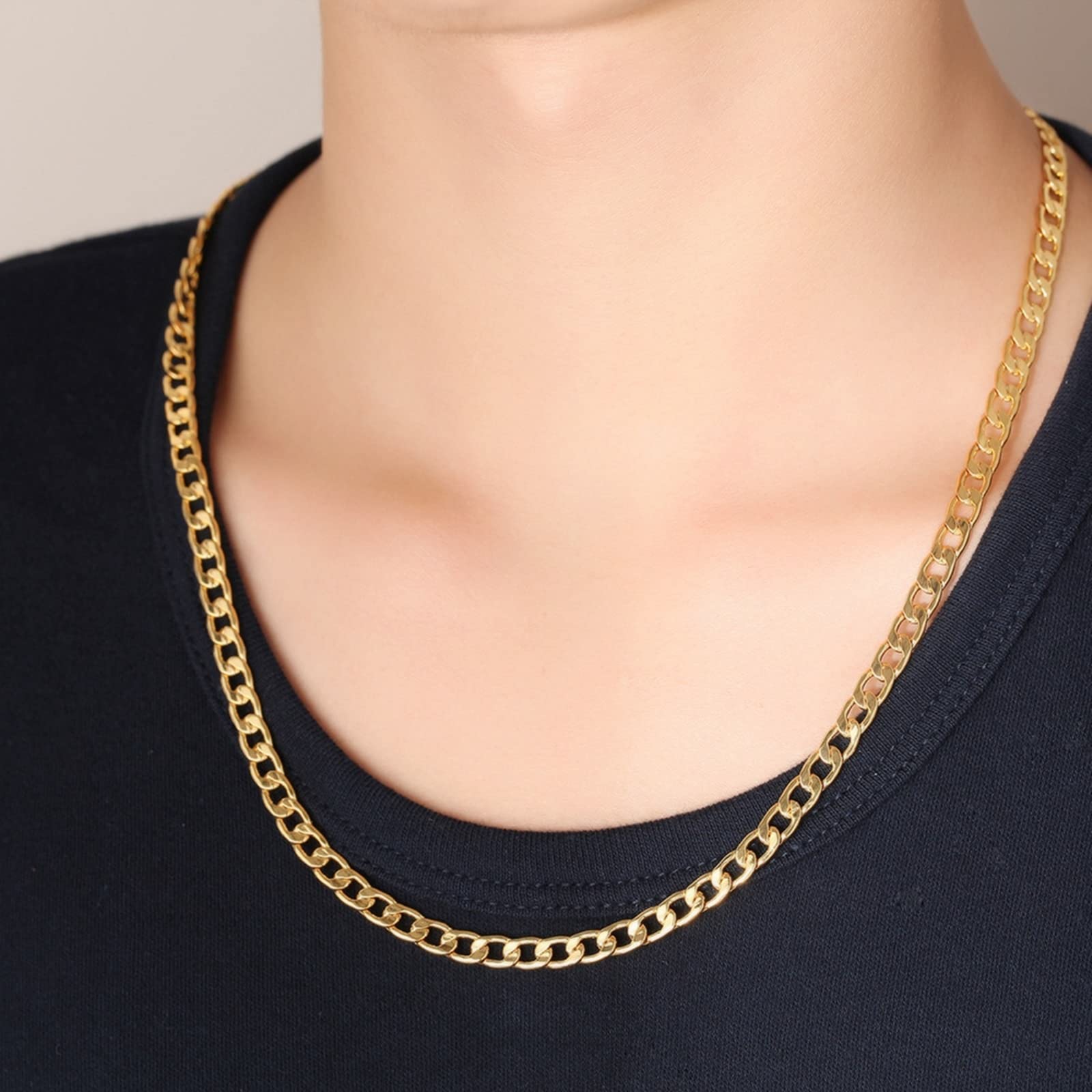 WZGWDC Collana da Donna, Catena placcata Oro Hip Pop Rock Elegante con Chiusura a moschettone per Regali di Gioielli di Compleanno per fidanzati da Uomo
