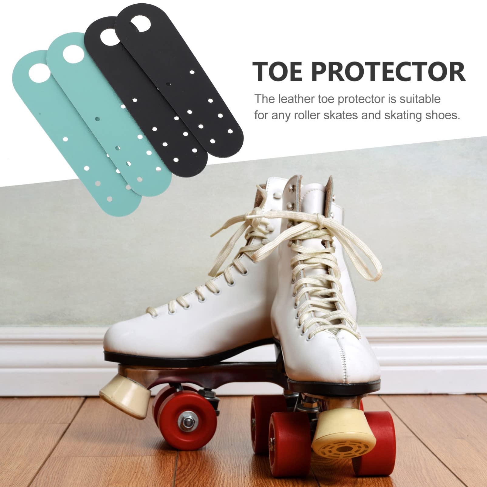 HANABASS Roller Skates Toe Protector Kunstleder Schnelle Installation Geeignet Für Rollschuhe Und Skating Schuhe Langlebig Und Schützend Schwarz Hellgrün
