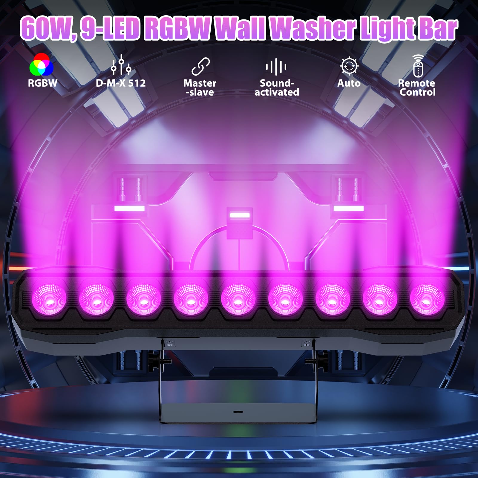 Barra Luminosa LED 60W Wallwasher Illuminazione di Scena Effetti, 9 RGBW LED con Telecomando Luce di Partito Angolo del Fascio 35° Stroboscopio DMX512 per Matrimoni Esterni Discoteca Natale DJ 2PCS