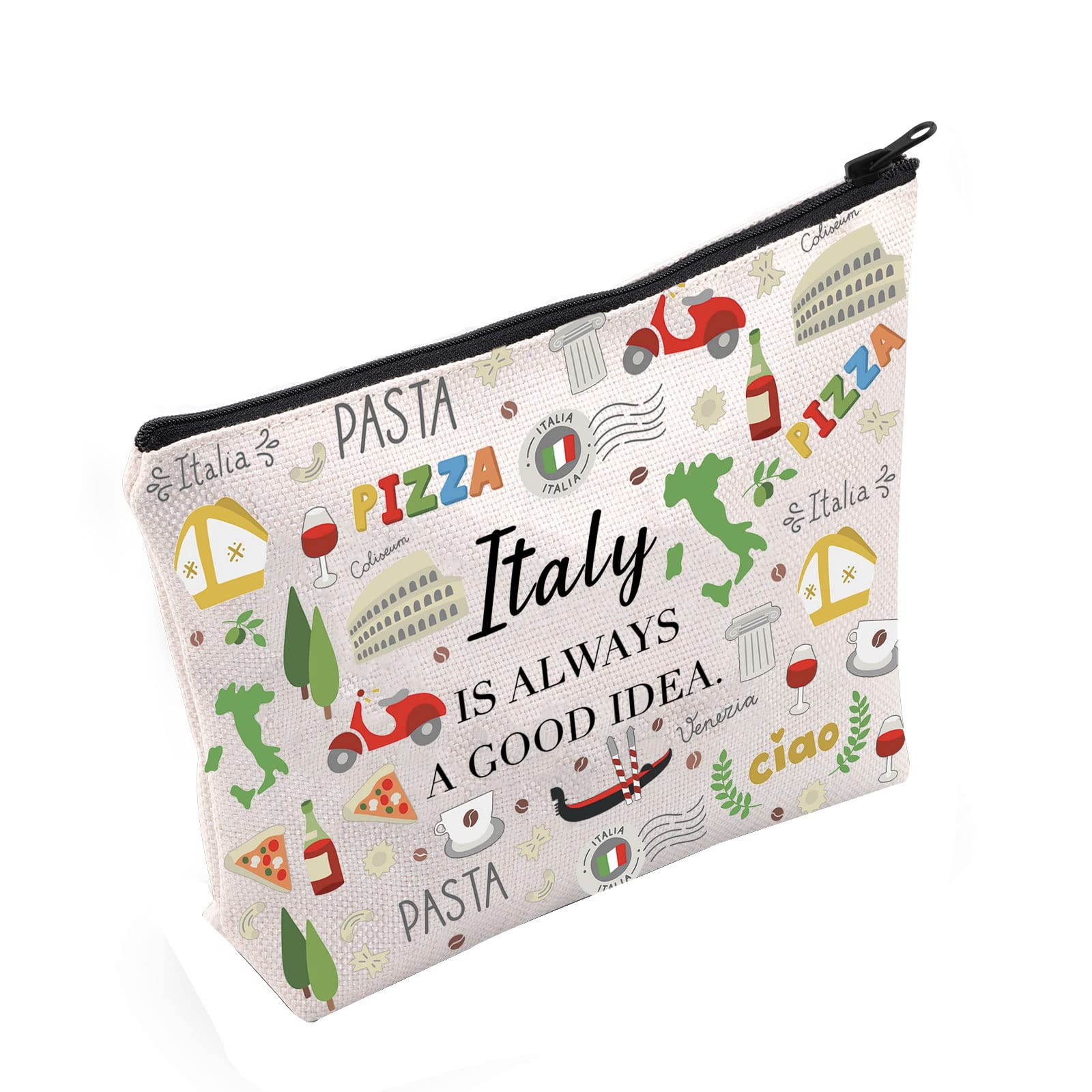 POFULLItaly Theme Gift Italy Is Always A Good Idea Cosmetic Bag Italy Bachelorette Trip Gift (Italy Is Always Cosmetic Bag)