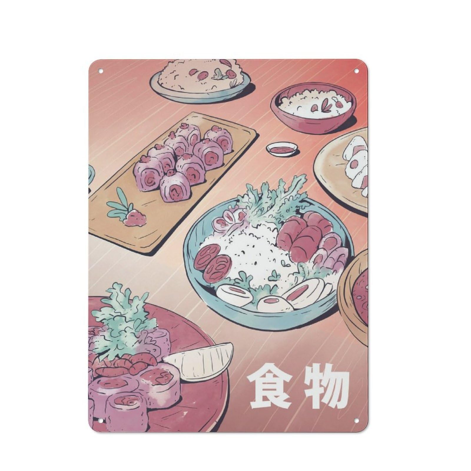Junmoney Asian Food Poster Retro Metal Wall Sign 40X30cm With For Workshop Wall, For Vintage Wall Decor Fans, For Garage And Workshop Walls