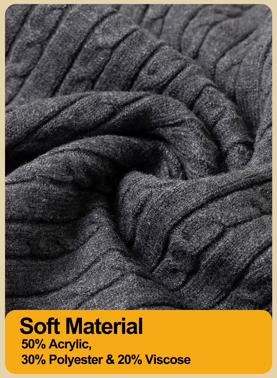 Men's Mock Neck Sweater Quarter Button Pullover Cable Knit Winter Sweaters Knitted Knitwear - Image 6