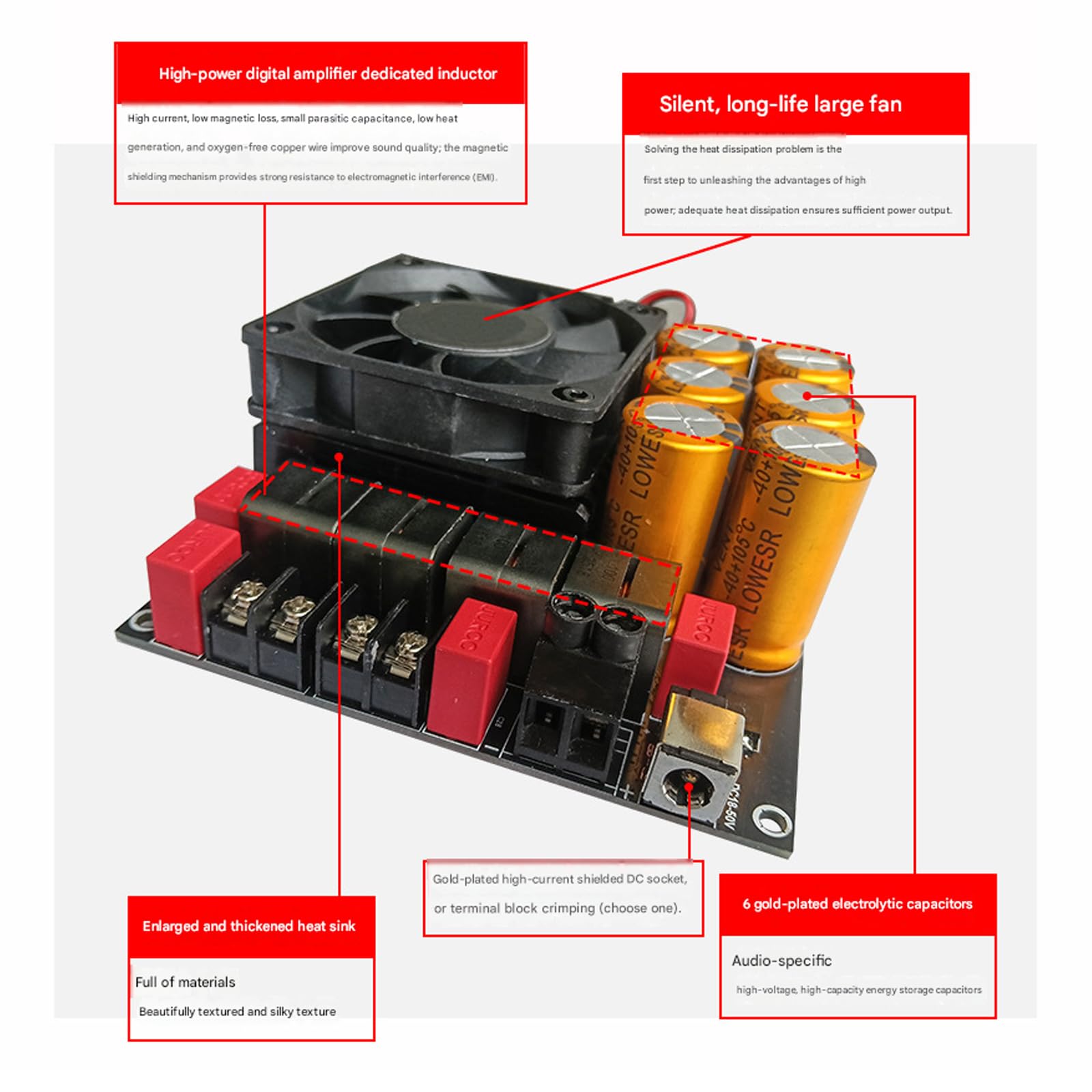Carte amplificateur auditif numérique Channel 600 W avec gains de