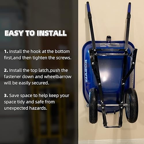 Miniatura 8 de Soporte de almacenamiento para carretilla de alta resistencia, negro, resistente, capacidad de 80 libras, para uso en exteriores