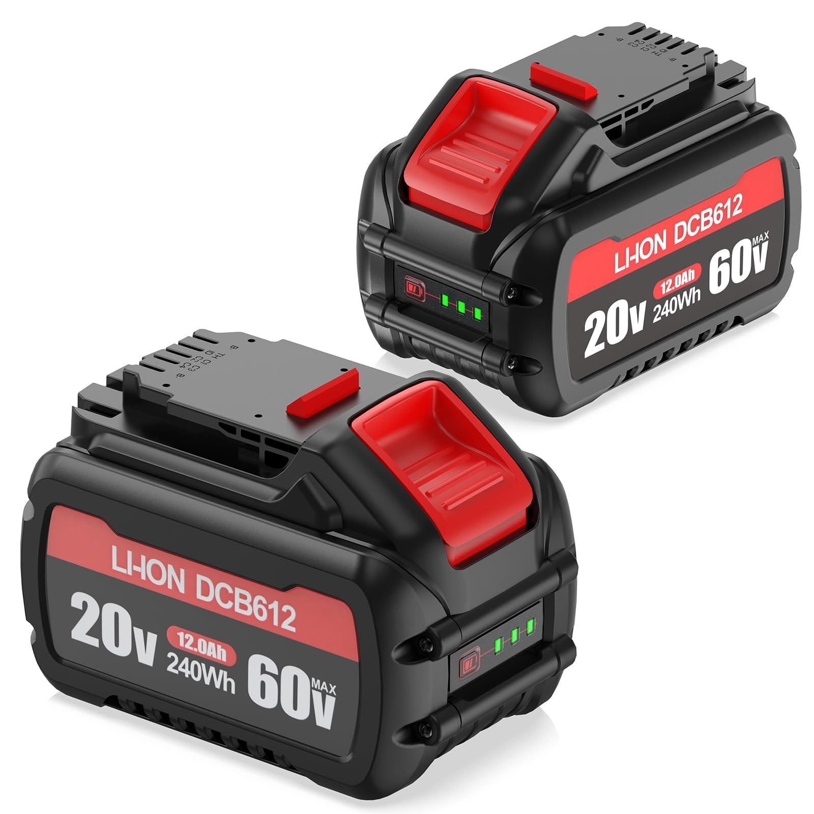2X 12Ah Replacement for Dewalt Flexvolt 20V/60V 18/54V Battery DCB606 DCB609 DCB612 DCB546 DCB547 DCB548 DCB200 DCB201 DCB203 DCB204 DCB206 DCB207 DCB209 DCB182 DCB184 for Power Tools