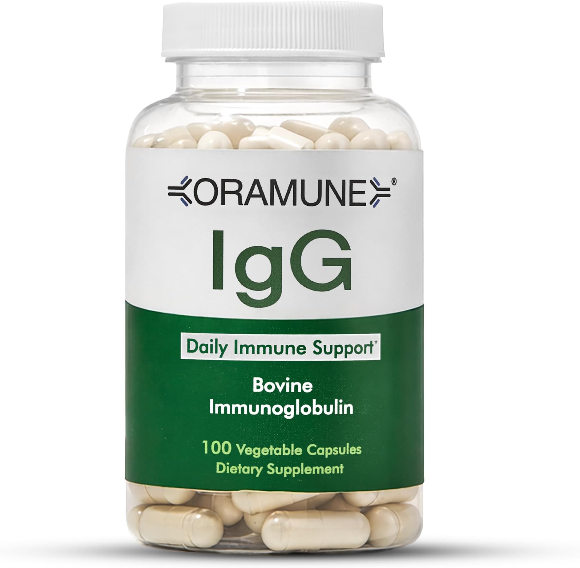 IGG with Transfer Factor, Pure Bovine Colostrum IgG Immunoglobulin & Lactoferrin Supplement - Strengthens Immnune System, Gut & Digestive Function, 500mg Immunoglobulin - 100 Capsules