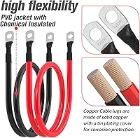 Vista 3 de Cable de batería 6 AWG calibre 6 AWG, cables inversores de batería para automotriz, barco, marina, caravana, automóvil, motocicleta