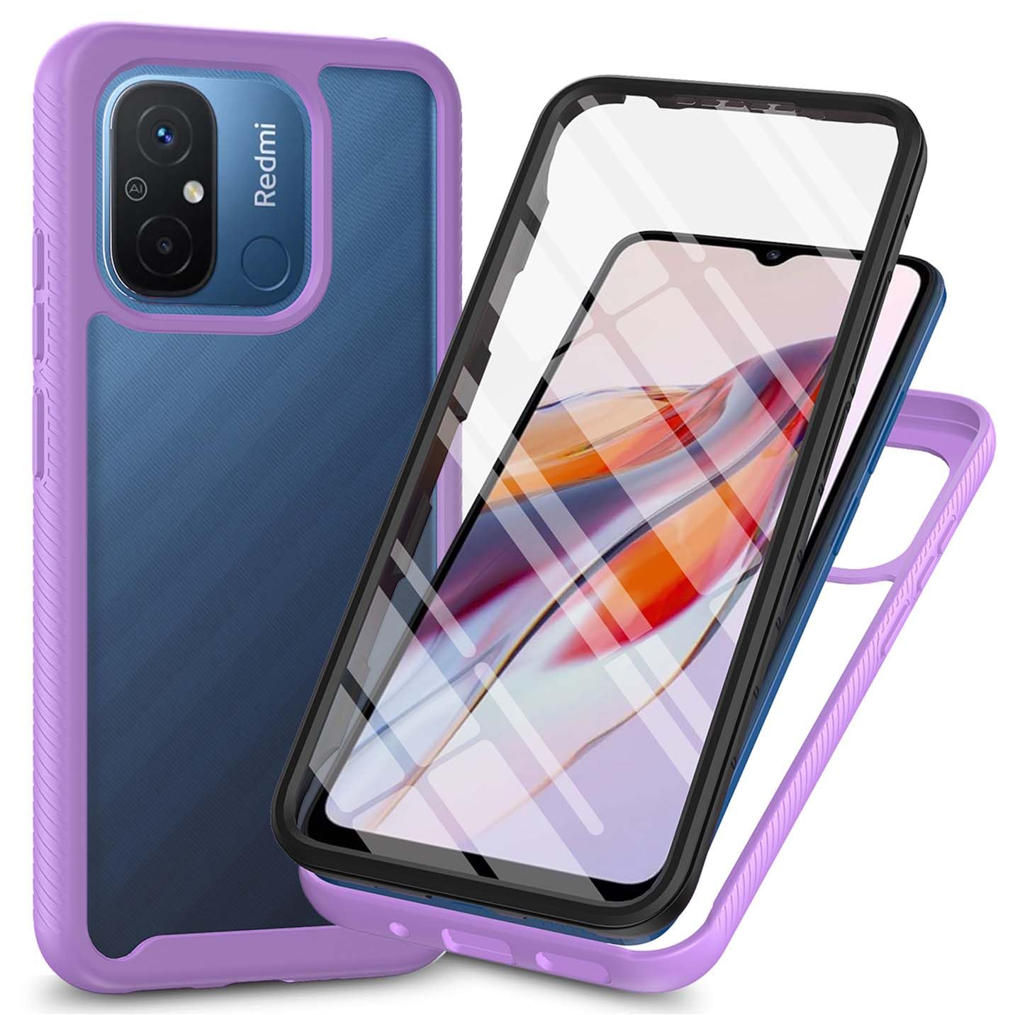 Custodia BORYA Per Xiaomi Redmi 12C/11A - Cover Antiurto Militare Con Supporto Magnetico E Protezione Fotocamera Scorrevole | Nero