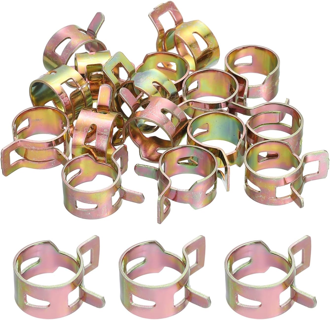 MECCANIXITY ID 12.5mm 1/2inch Fuel Line Hose Clips, Pipe Clamps, Spring Hose Clamp,Low Pressure Air Clamp, Water Pipe Air Tube Vacuum Hose Clamp Fastener Pack of 70(Rose Gold)