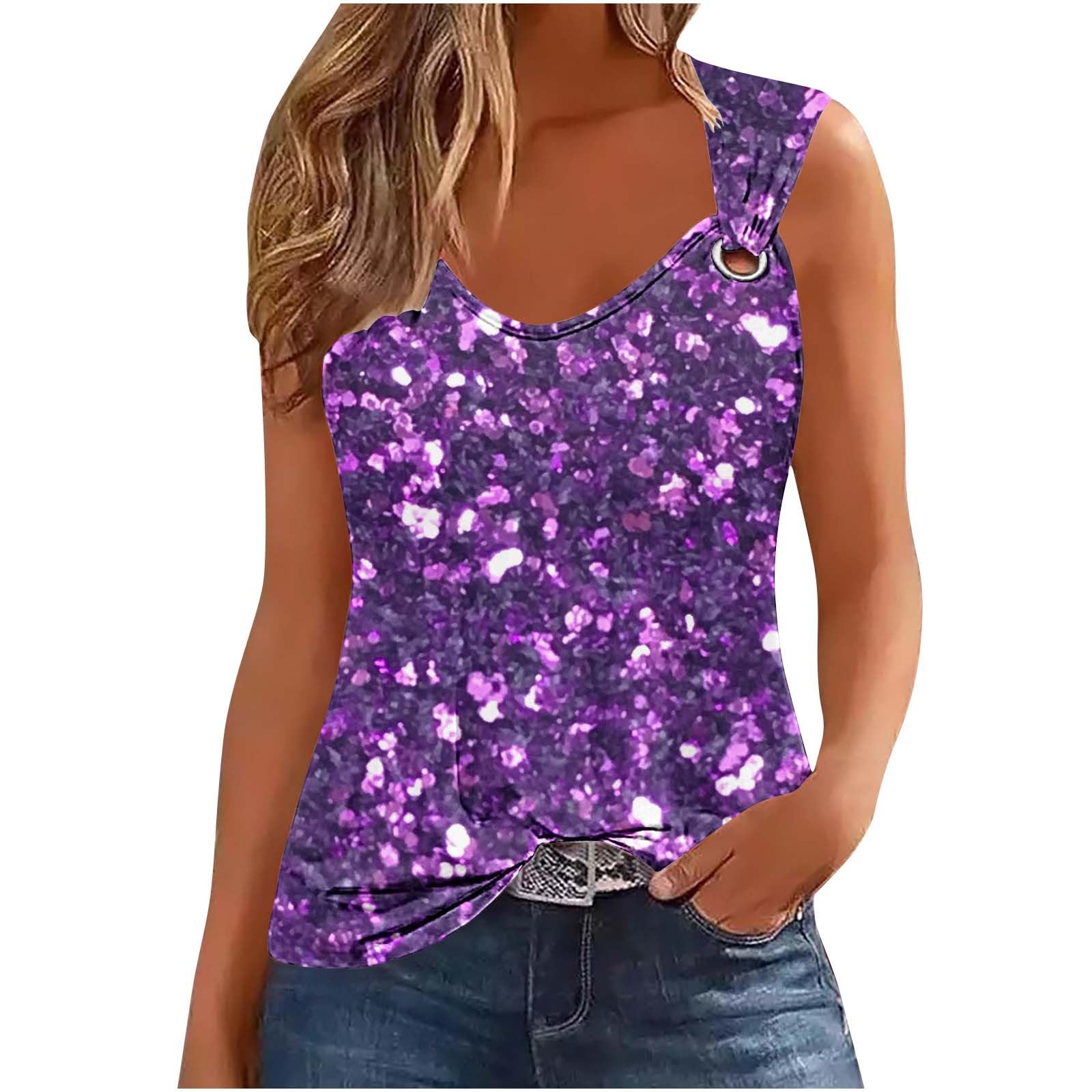 TRIGLICOLEUM Camiseta de tirantes para mujer, multicolor, sin mangas, camiseta de fiesta, fiesta, vacaciones, coco, estampado, chaleco ahuecado con tirantes, camiseta de tirantes de verano, camiseta