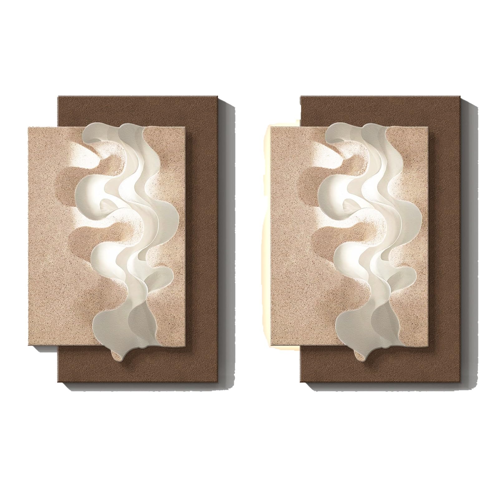 ZCQMSCWW 3D LED Plug-in Vertical Wall Art, Abstract Wave Pattern Backlit Borderless Sandstone Texture Decor for Living Room Entryway Sofa(A,80 * 120cm/31.5 * 47.2in)
