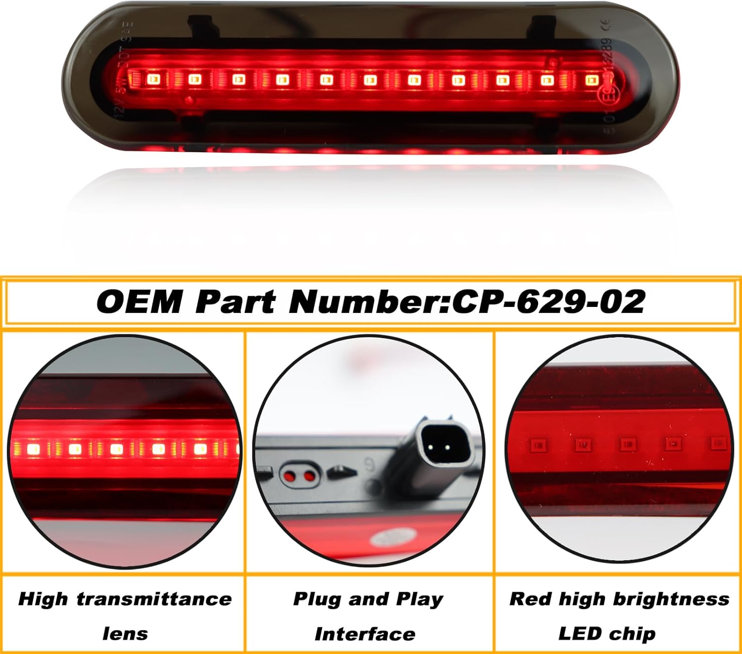 High Mount Stop Light LED Third Brake Light Compatible with Suzuki Jimny JB64 JB74 SUV 2018 2019 2020 2021 Rear LED 3rd Brake Lamp Replacement (Smoke)