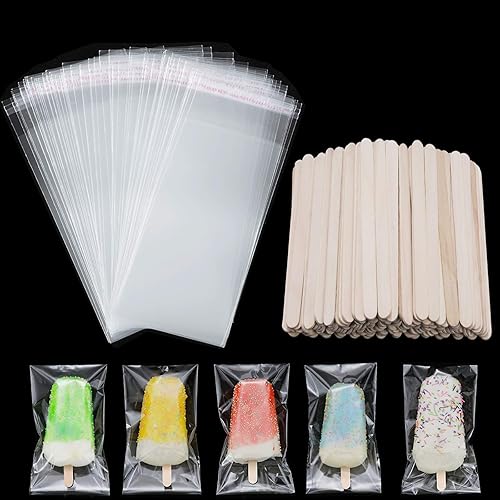 Boao 200 Pieces Ice Cream Sticks and Bags Set Included