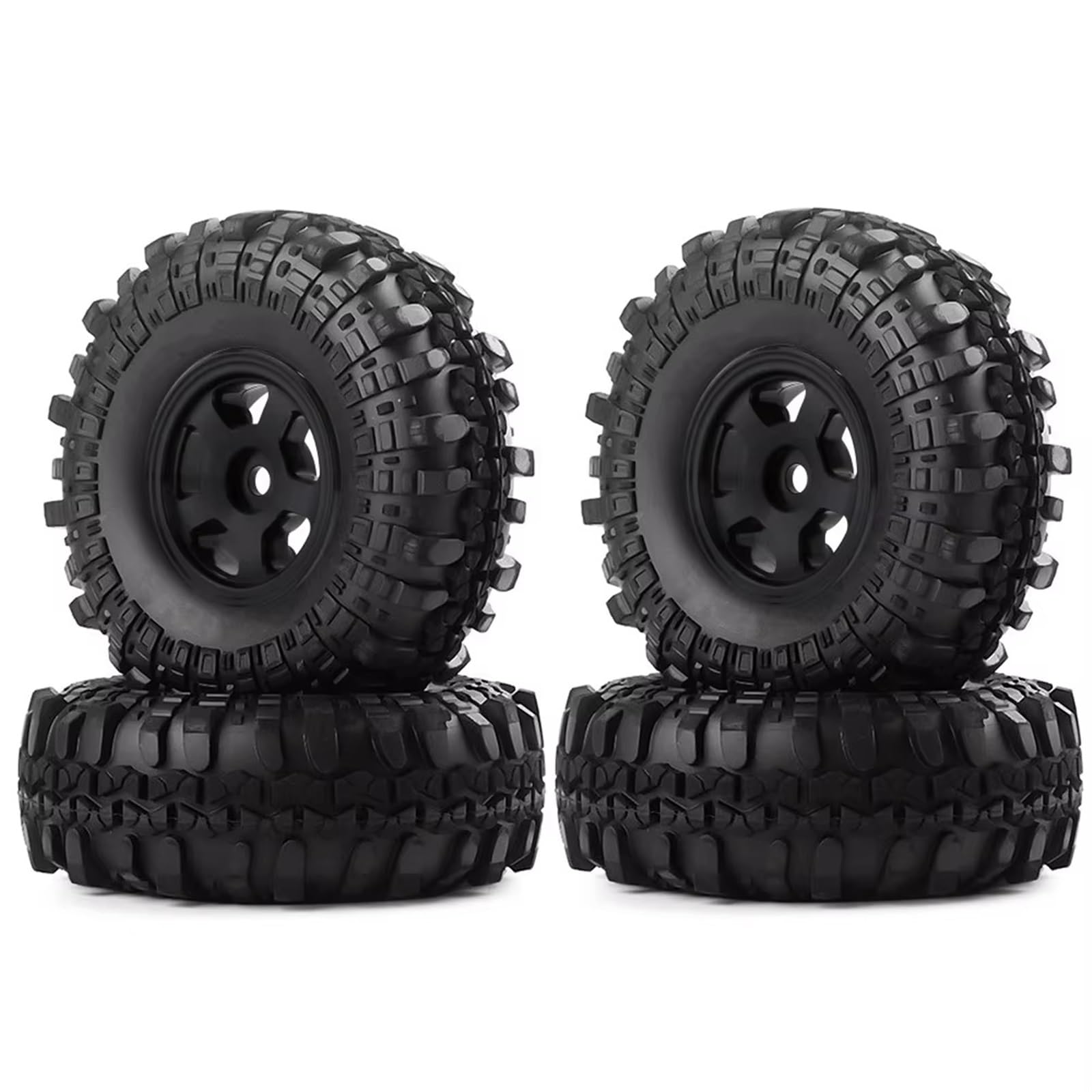 Rc Tire Jante pour Axial pour SCX24 90081 pour AXI00001 4PCS 1.0" 49 * 18mm Beadlock Micro Crawler Wheel Rims Pneus Set pour 1/24 RC Crawler Car(Black)