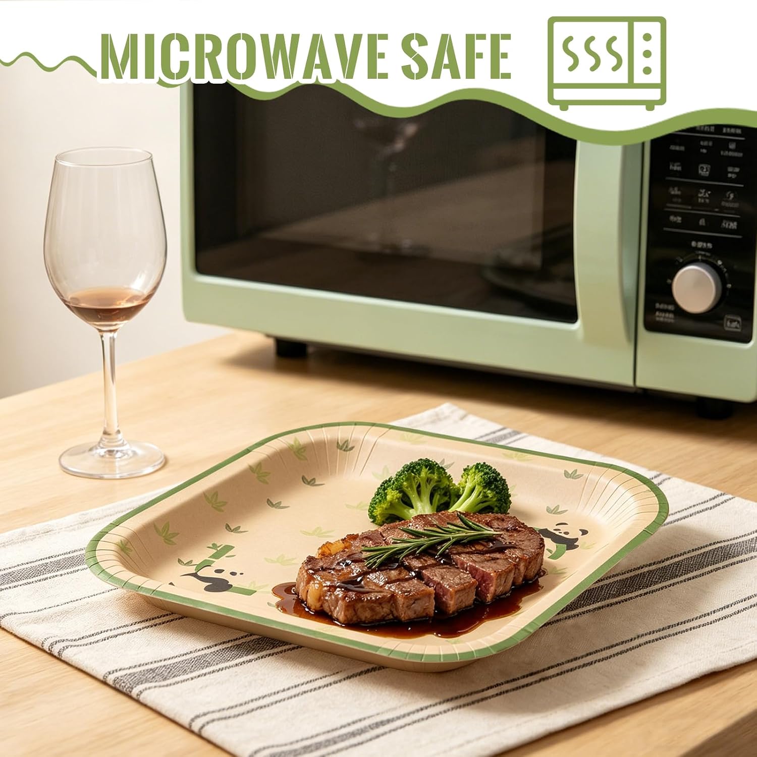 30 Pcs Compostable Paper Plates, 8.5 Inch Compostable Plates Disposable Heavy Duty, Soak Proof, Cut Proof, Microwave Safe Square Plates for Parties, Picnics and Daily Use image 4