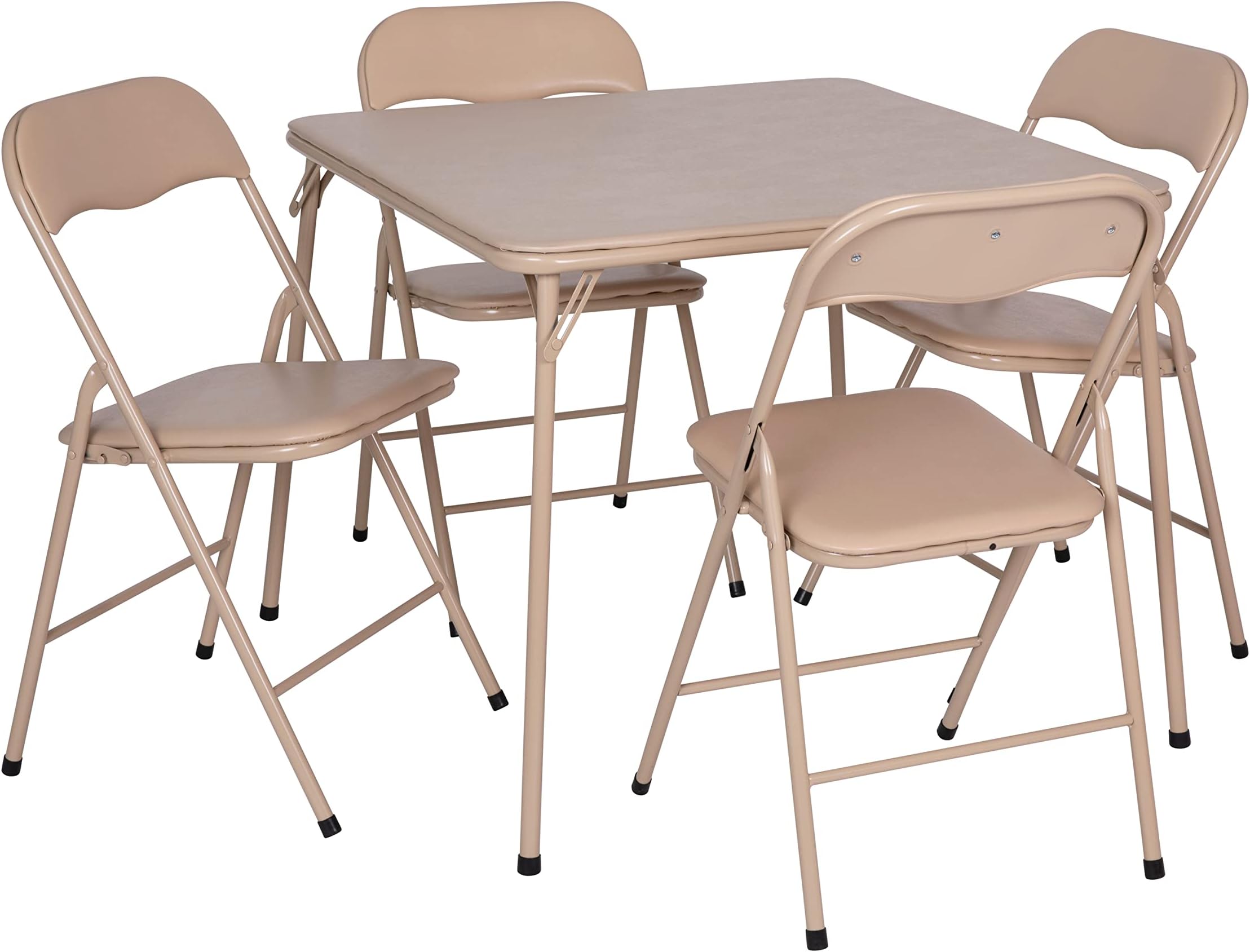Flash Furniture 5 Piece Tan Folding Card Table and Chair Set
