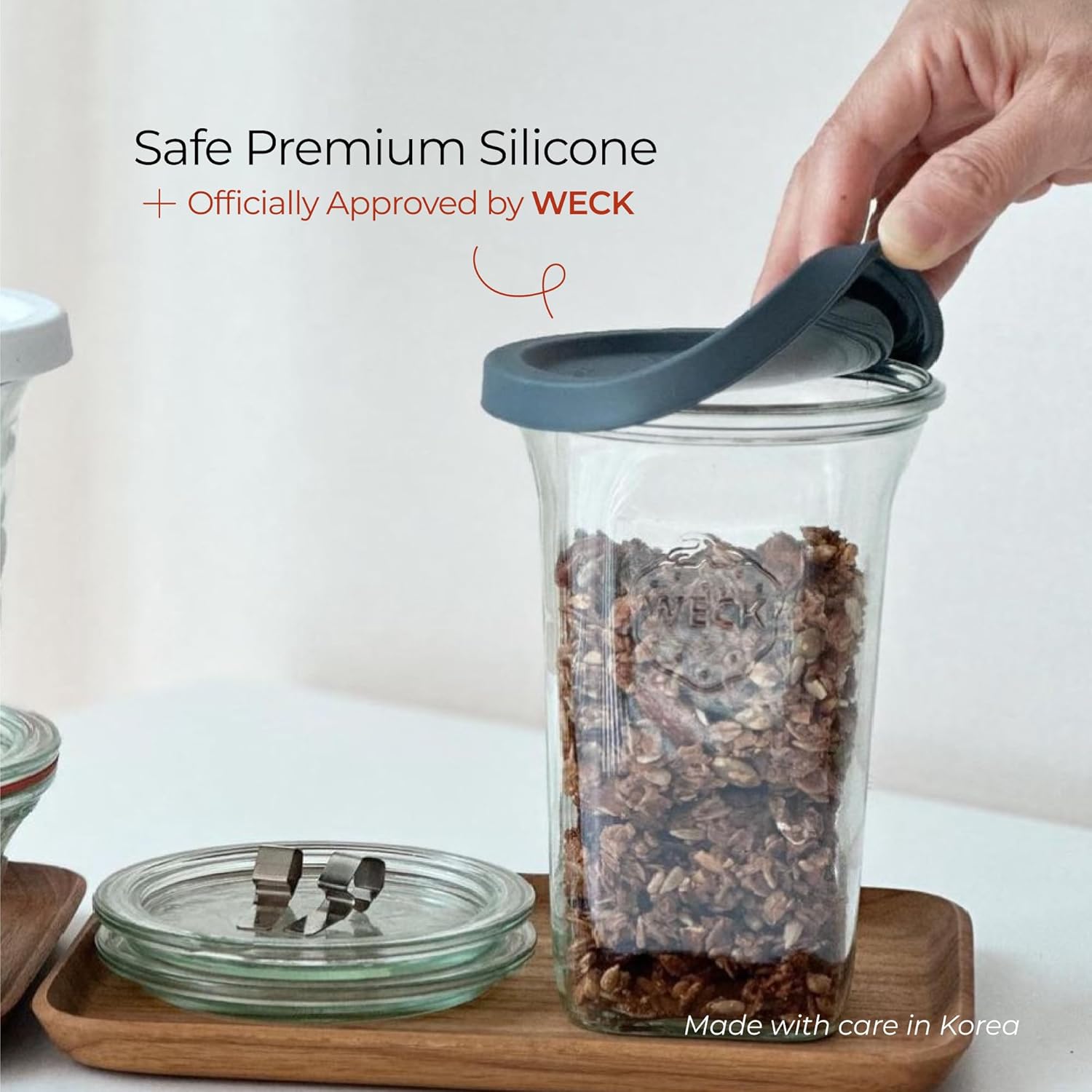 Silicone Lids for WECK Jars, 6 Pack (Sage Green, M (=80mm))