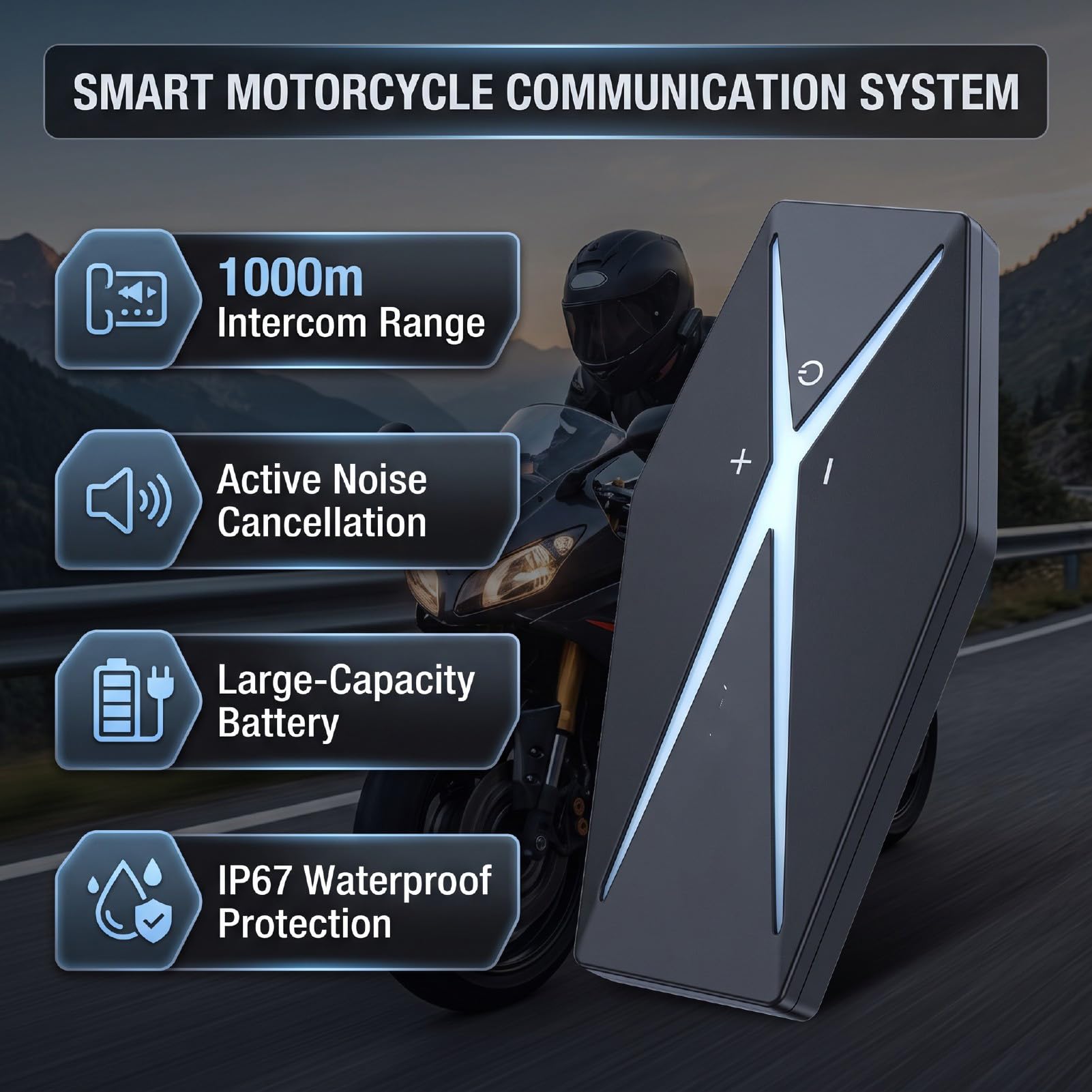 Sxhlseller Oreillette Bluetooth Moto, 1000m, Ip67