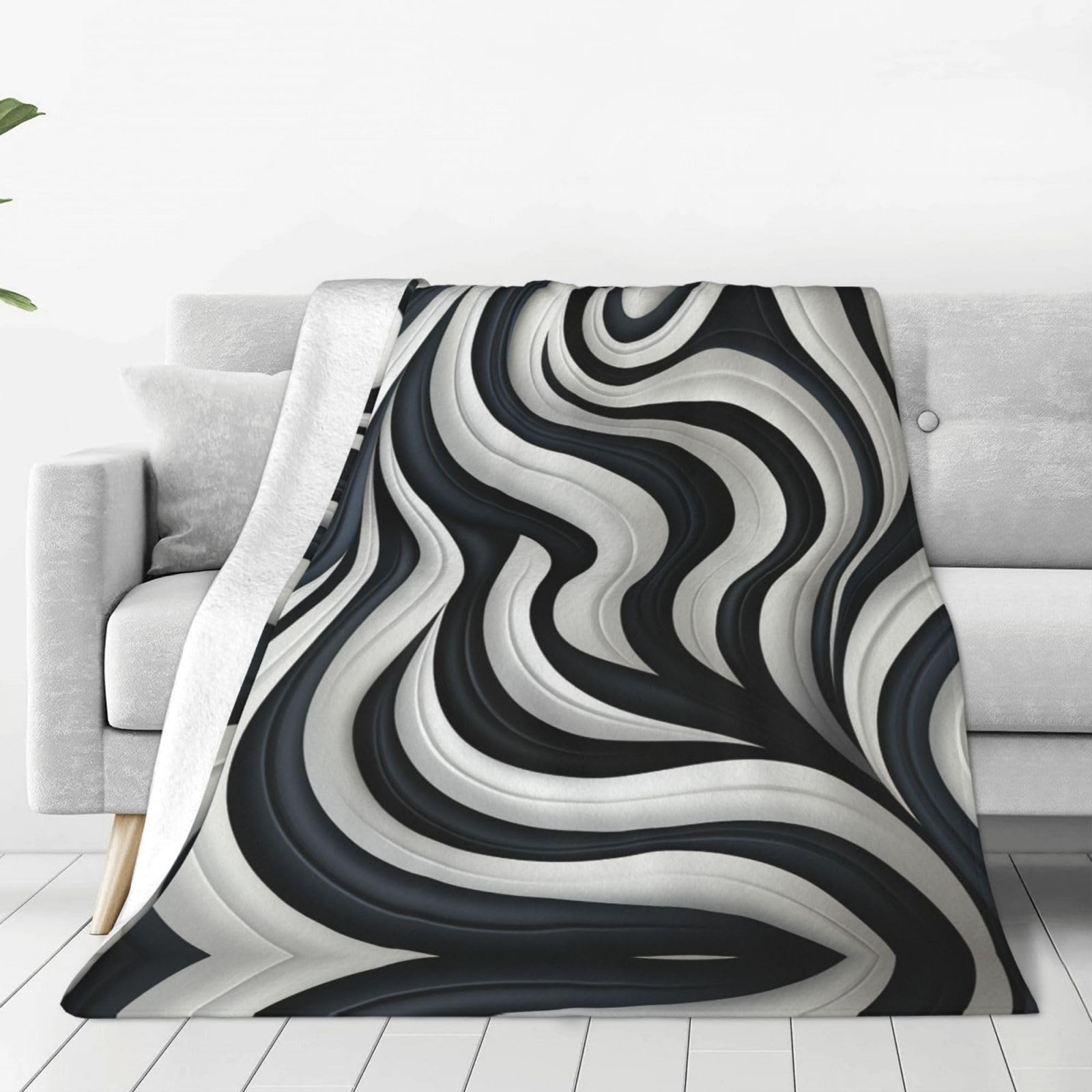 Couverture micro polaire haut de gamme grand plaid design contrasté
