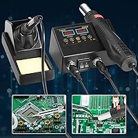 Vista 3 de Estación de soldadura de retrabajo, estación de soldadura de aire caliente SMD 2 en 1 y kit de soldador, pistola de calor con puntas de soldadura