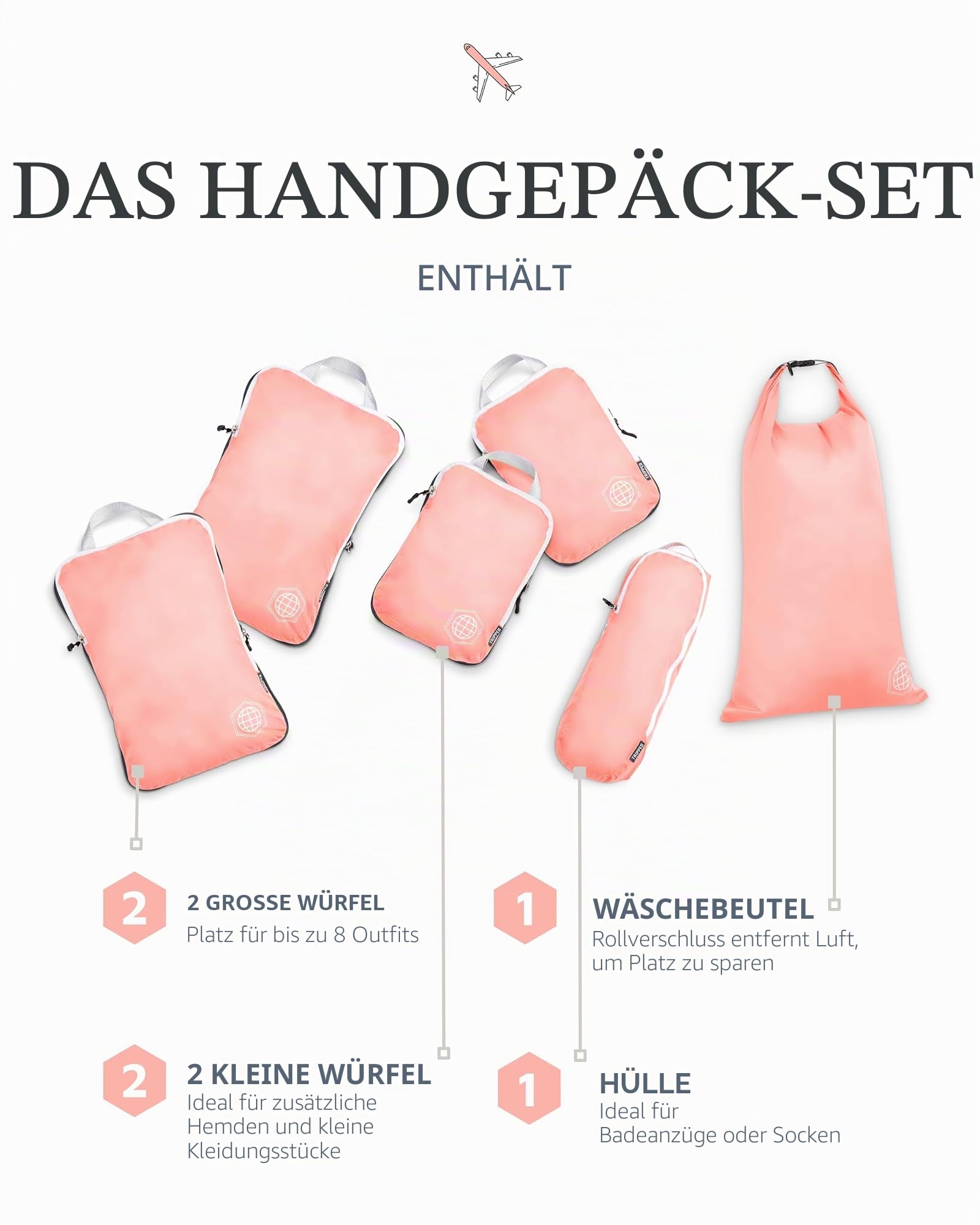 Kompressions-Packwürfel-Set für Reisen – leichter, robuster Kleidung-Organizer für Handgepäck und Koffer von TRIPPED Travel Gear, 6 Piece