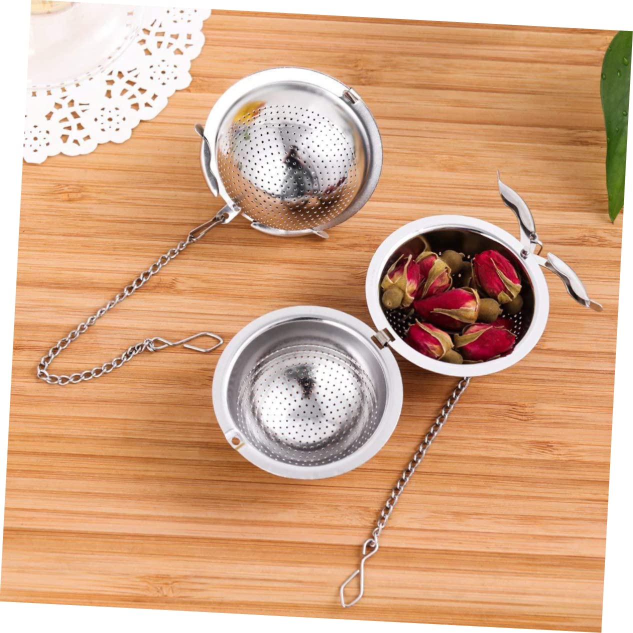 OHPHCALL 2Pcs Stainless Steel Ball Tea Infuser Practical Tea Strainer for Loose Leaf Tea Herbs Spices Unique Design for Home Office Tea House