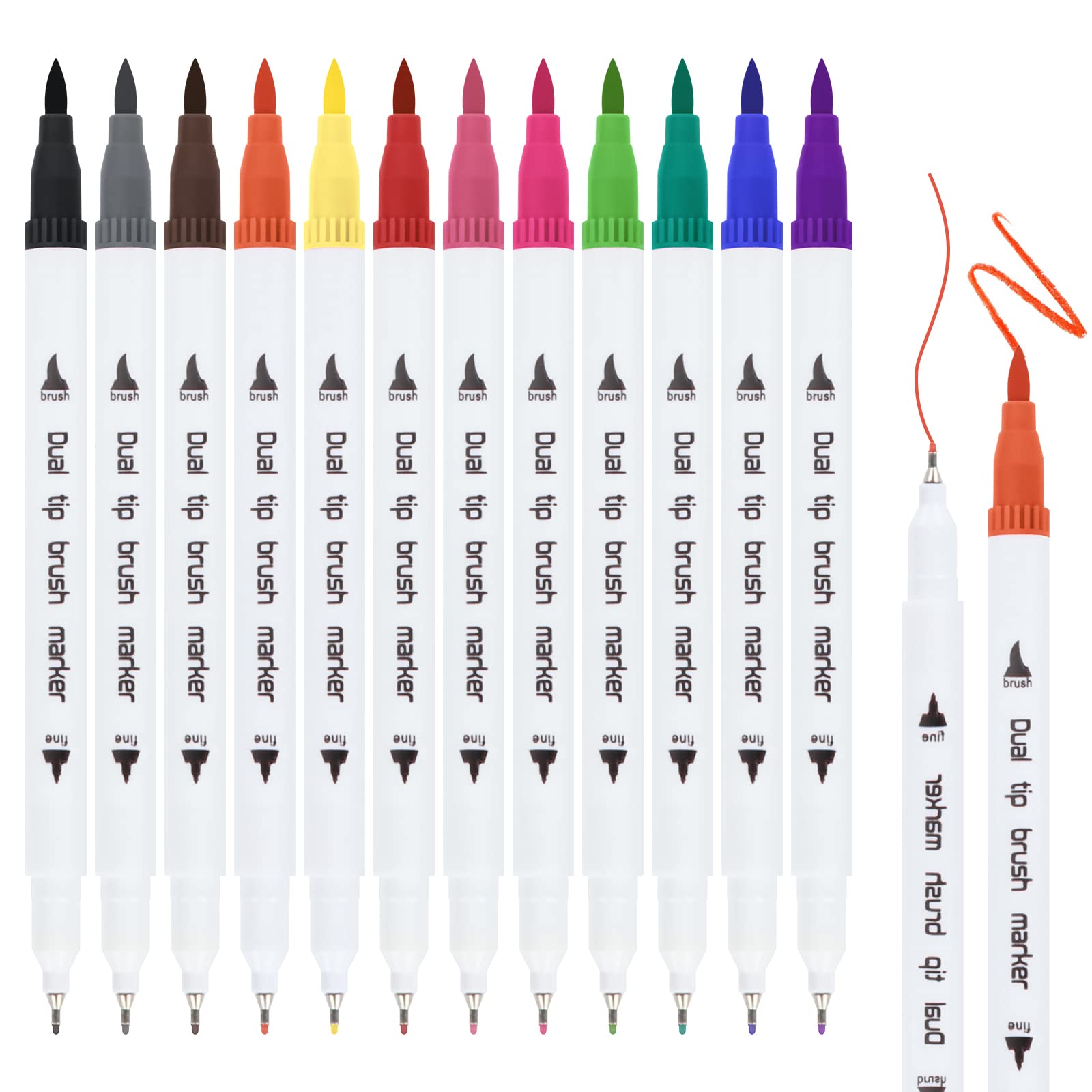 Beaface Rotuladores de doble punta, 12 colores de doble punta para colorear bolígrafos de punta de fieltro, bolígrafos de punta fina para adultos y niños, para colorear y dibujar