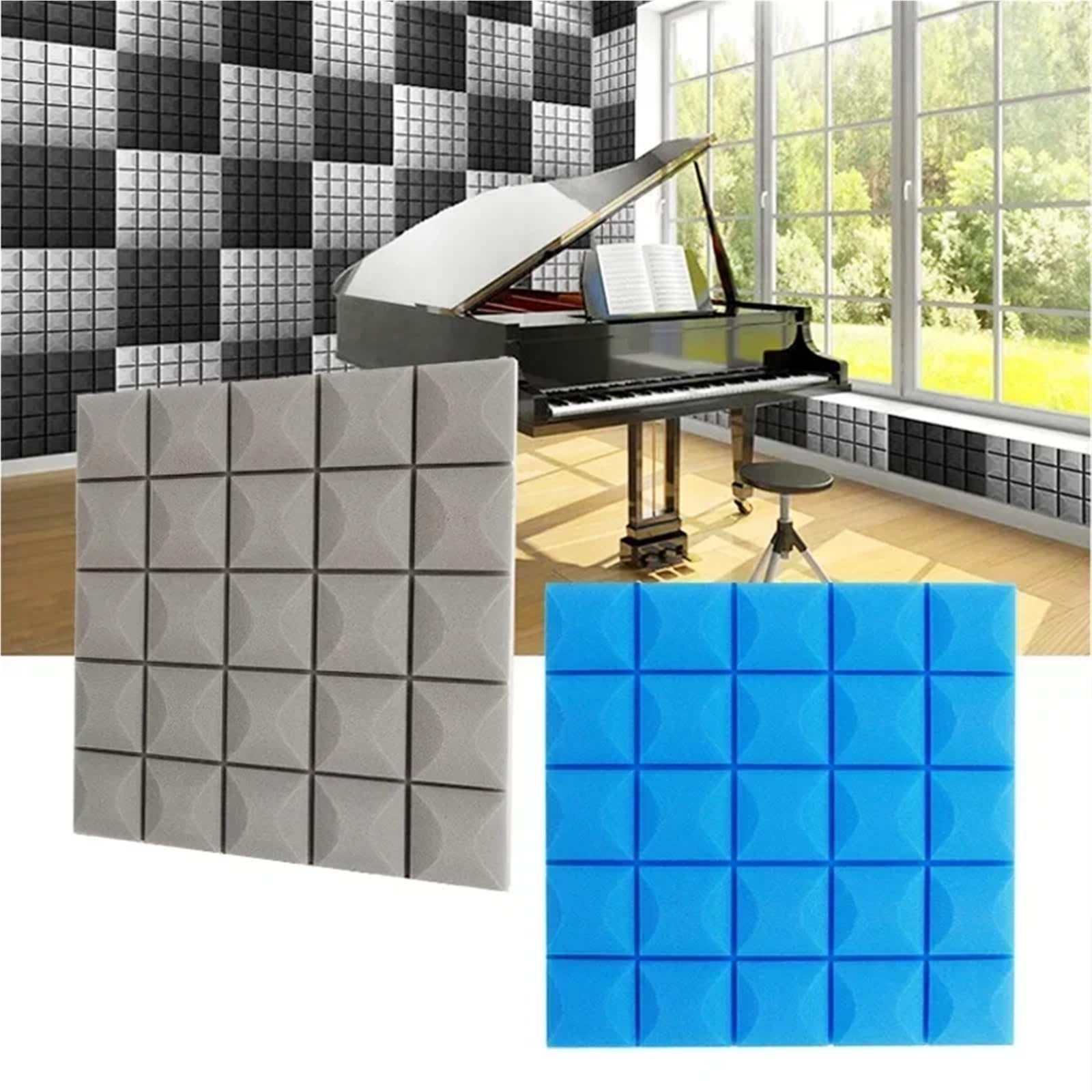 La sala de grabación estudio espuma reducción aislamiento ruido acústica elimina los paneles ecos Para amortiguar el sonido(Black)