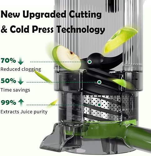 Miniatura 3 de Exprimidor de prensa en frío, máquina extractora de jugo con canal de alimentación extra grande de 5.5 pulgadas, exprimidor de masticación lenta de