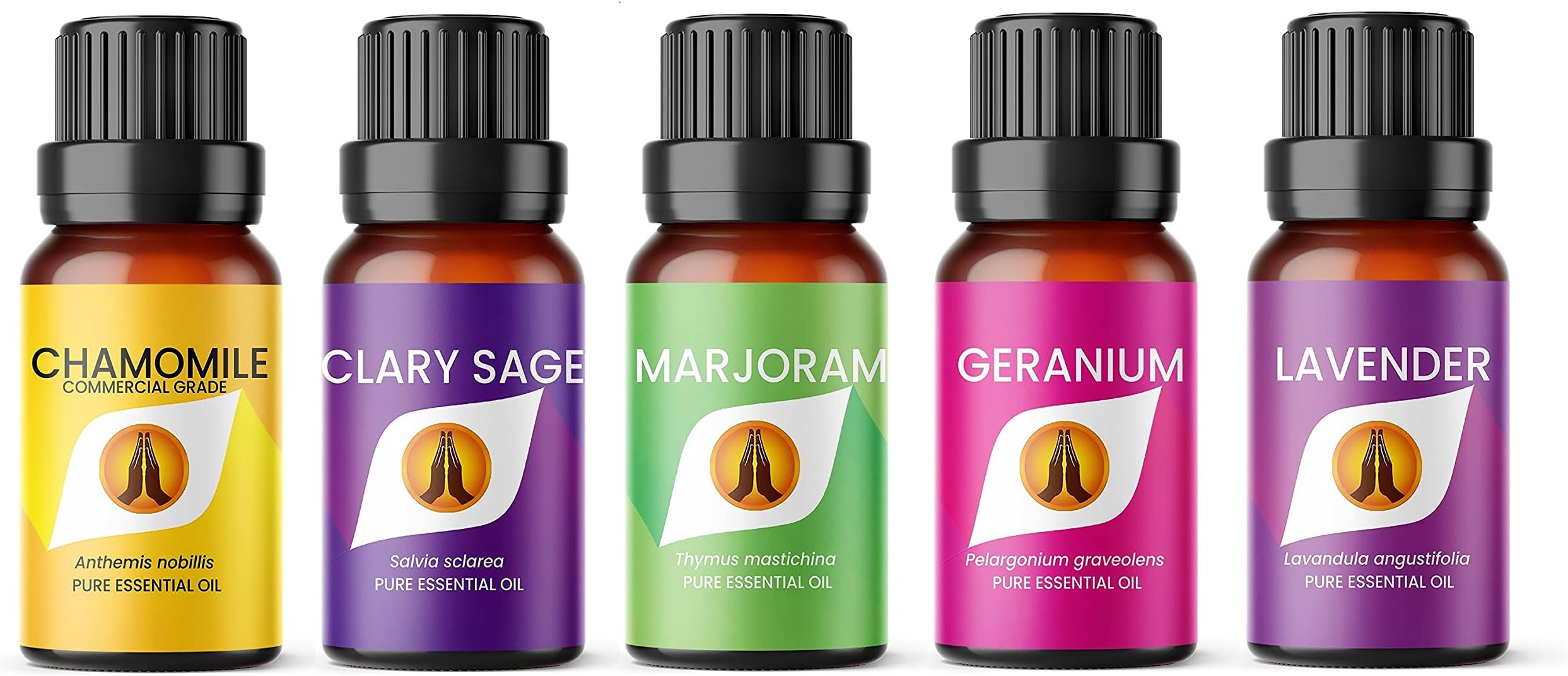 Relax & Sleep Essential Oil Set | Camomile, Lavender, Marjoram, Clary Sage, Geranium 5 x 10ml | for Diffusers for Home, Aromatherapy, Gift for Him/Her, Candle Making, Soaps, Wax Melts etc