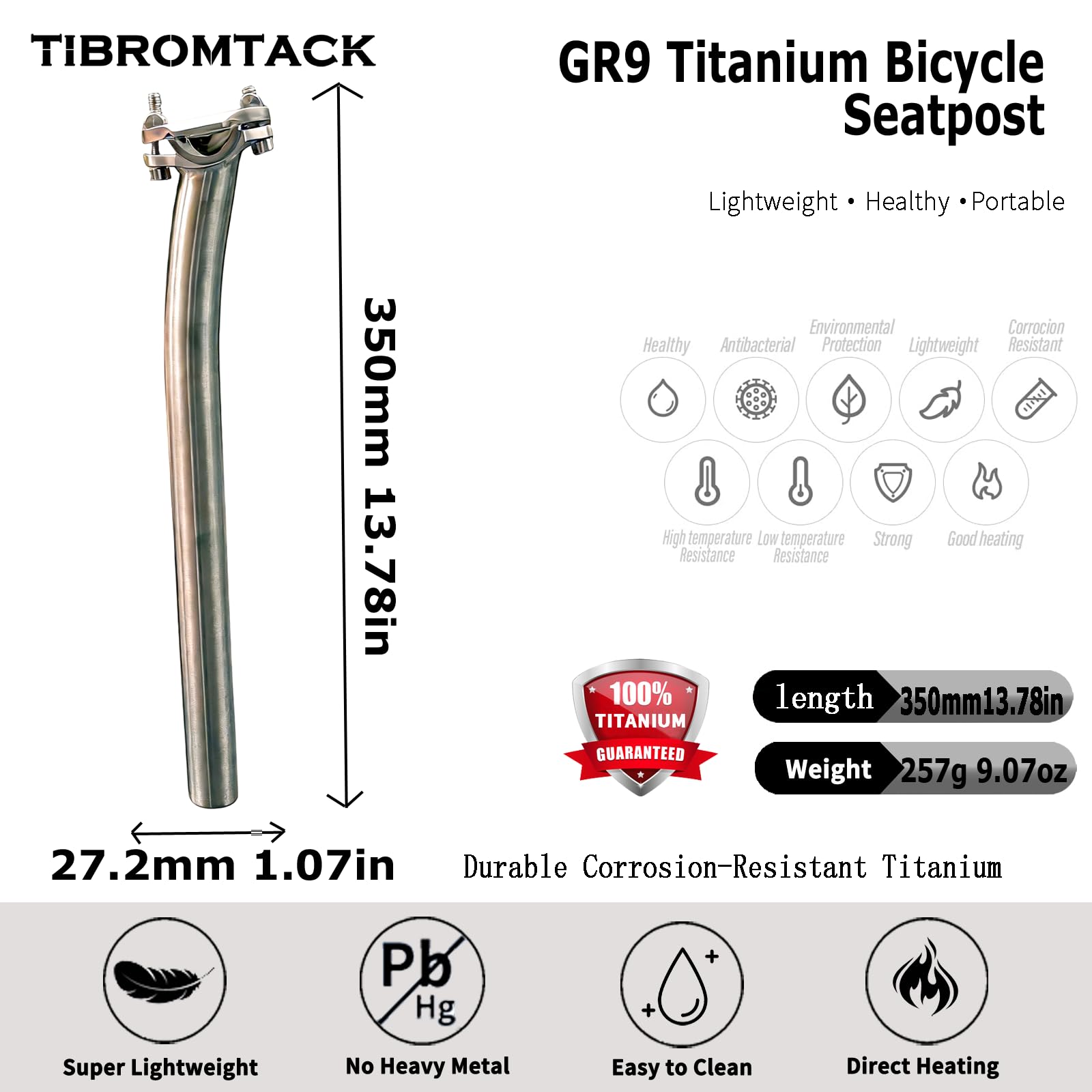Amazon | TIBROMTACKチタン製自転車シートポスト27.2 mm x 350 mm-257