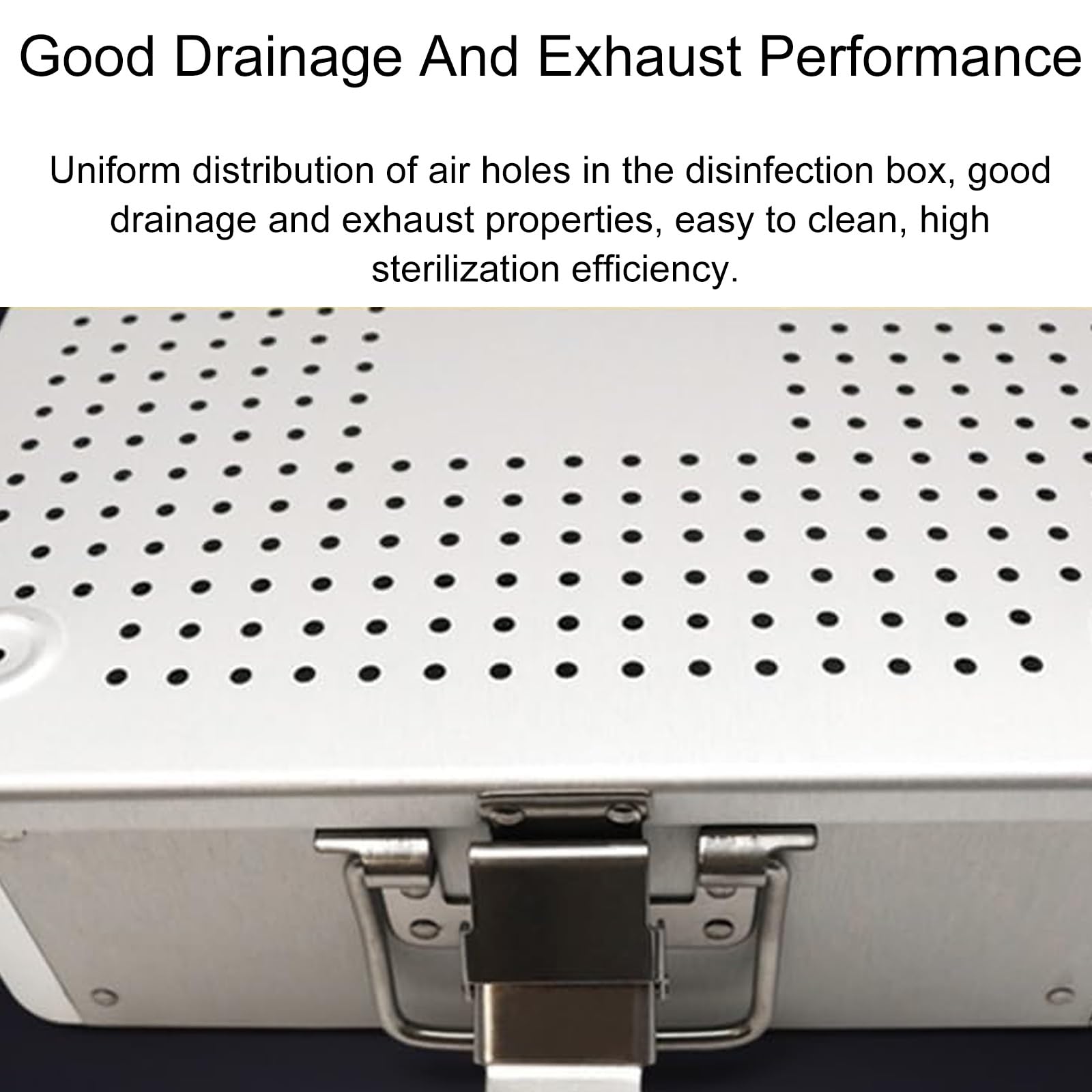 Caja de Esterilización de Aluminio con Mata de Silicona y Tapa Cerradura, 42,4 cm L × 26 cm A × 8,9 cm H, Caja de esterilización Liviana para Equipos quirúrgicos móviles(White)