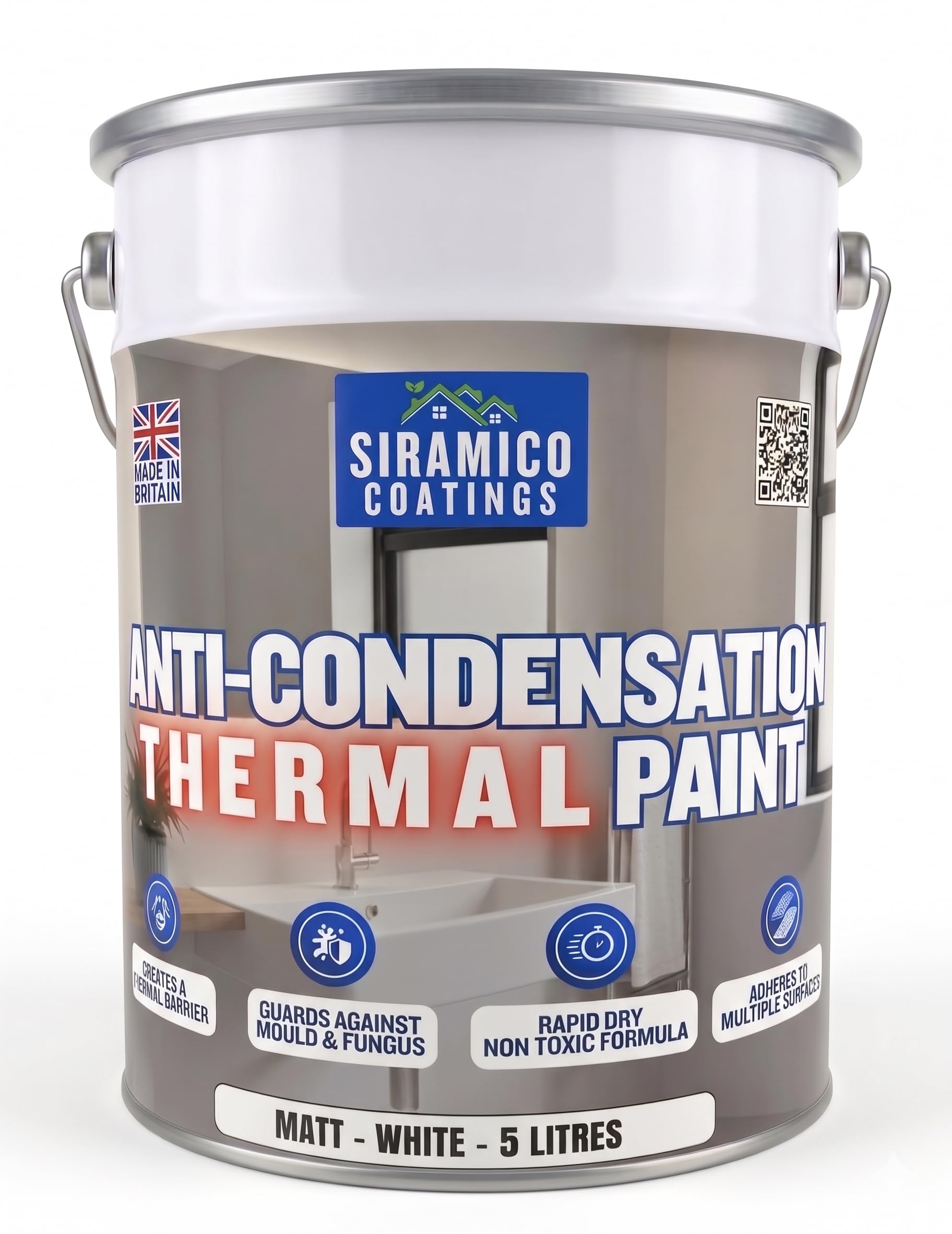 B&Q -  Anti Condensation Thermal Paint5 LitresMatt WhiteBritish Made