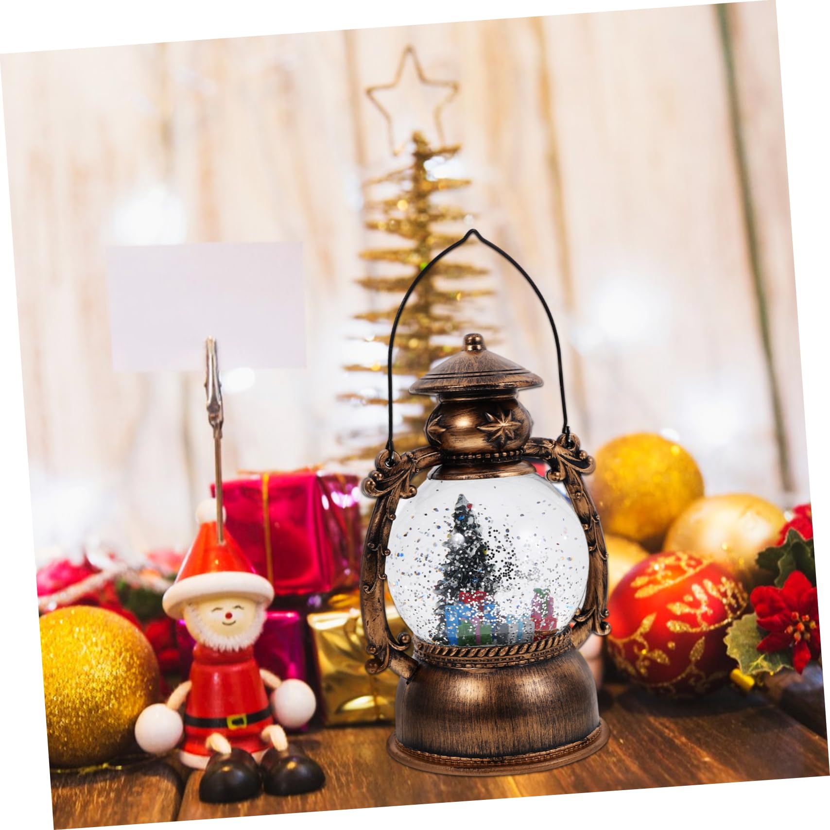 QUMIIRITY Led Lighted Christmas Snow Globe Music Box Battery USB Powered Lantern with Festive Music for Holiday Decorations Unique Christmas Home Decor Glittering Illuminated Design