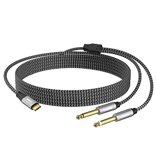 USB C to Dual 6.35mm Stereo Audio Cable 10 FT, USB Type-C to 1/4 inch TS Stereo Splitter Y Cable, Gold-Plated Connector, Nylon Braided Jacket, for Smartphone, Tablet, Laptop, Amplifier, Mixer, Speaker - Amazon product rated Grade A
